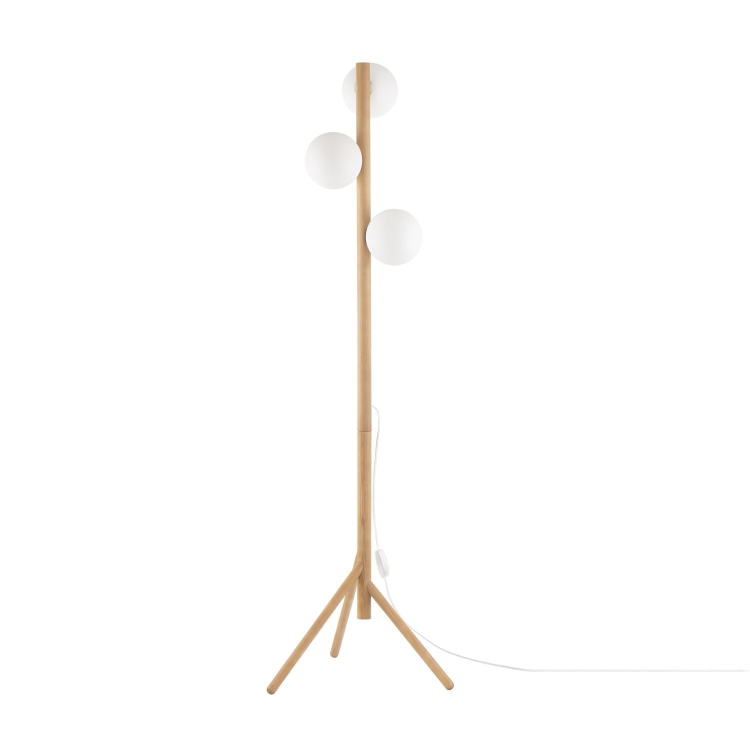 Lampadaire 150 cm petit bois verre 3x G9 tripode MIEKE