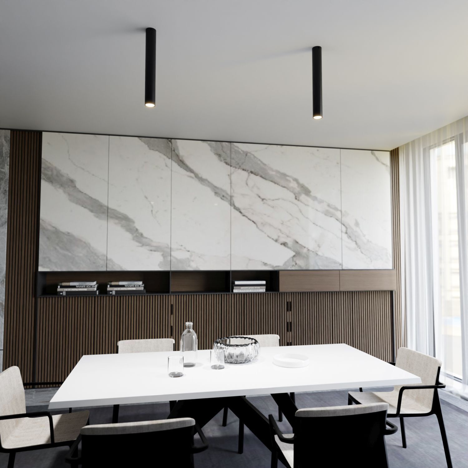 Aufputz Deckenlampe Metall H: 45 cm D: 6 cm Schwarz GU10 Drinnen, Innenarchitektur, Tabelle, Tischplatte, Tasse