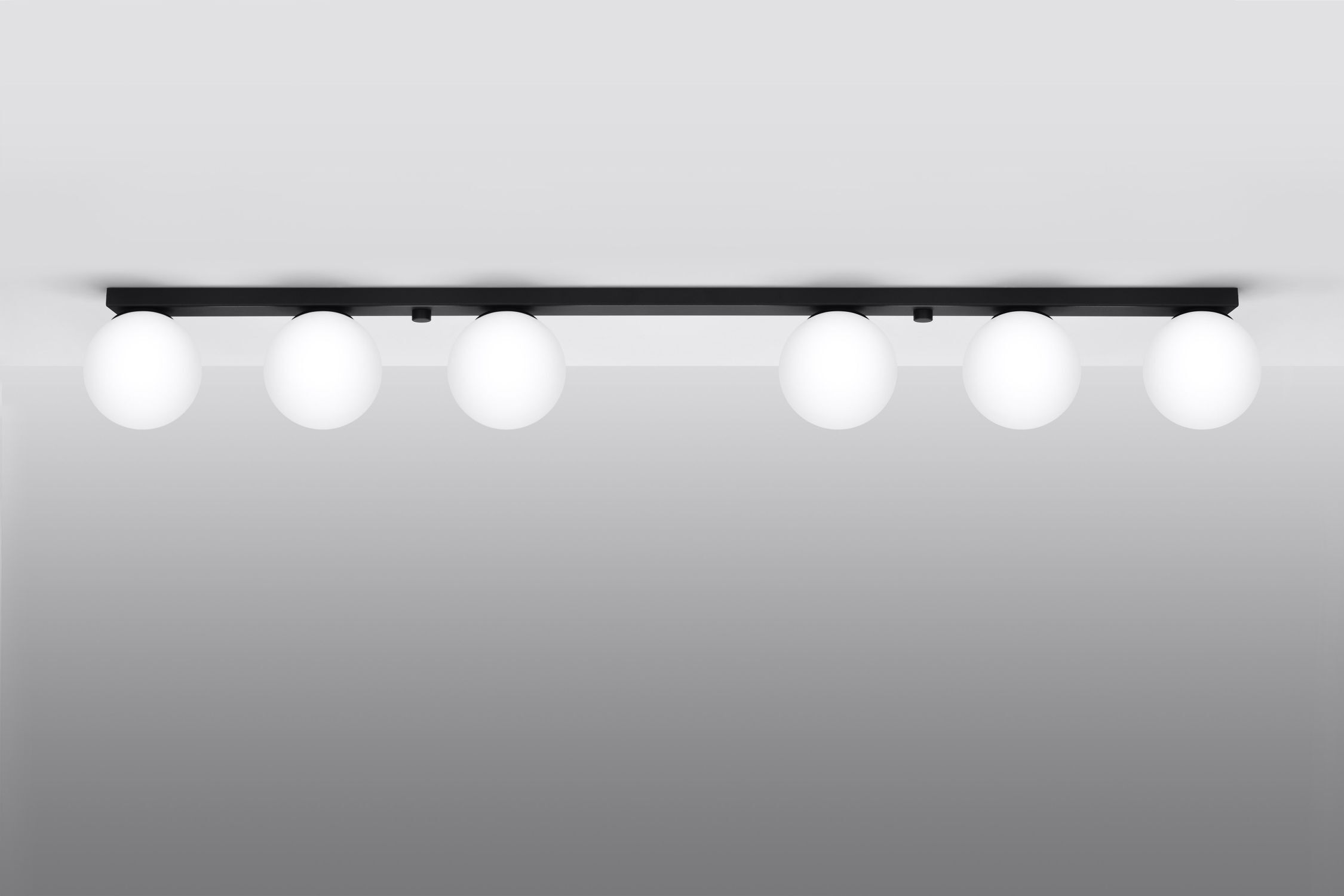Grand plafonnier 120 cm de long verre boules 6-flamme G9