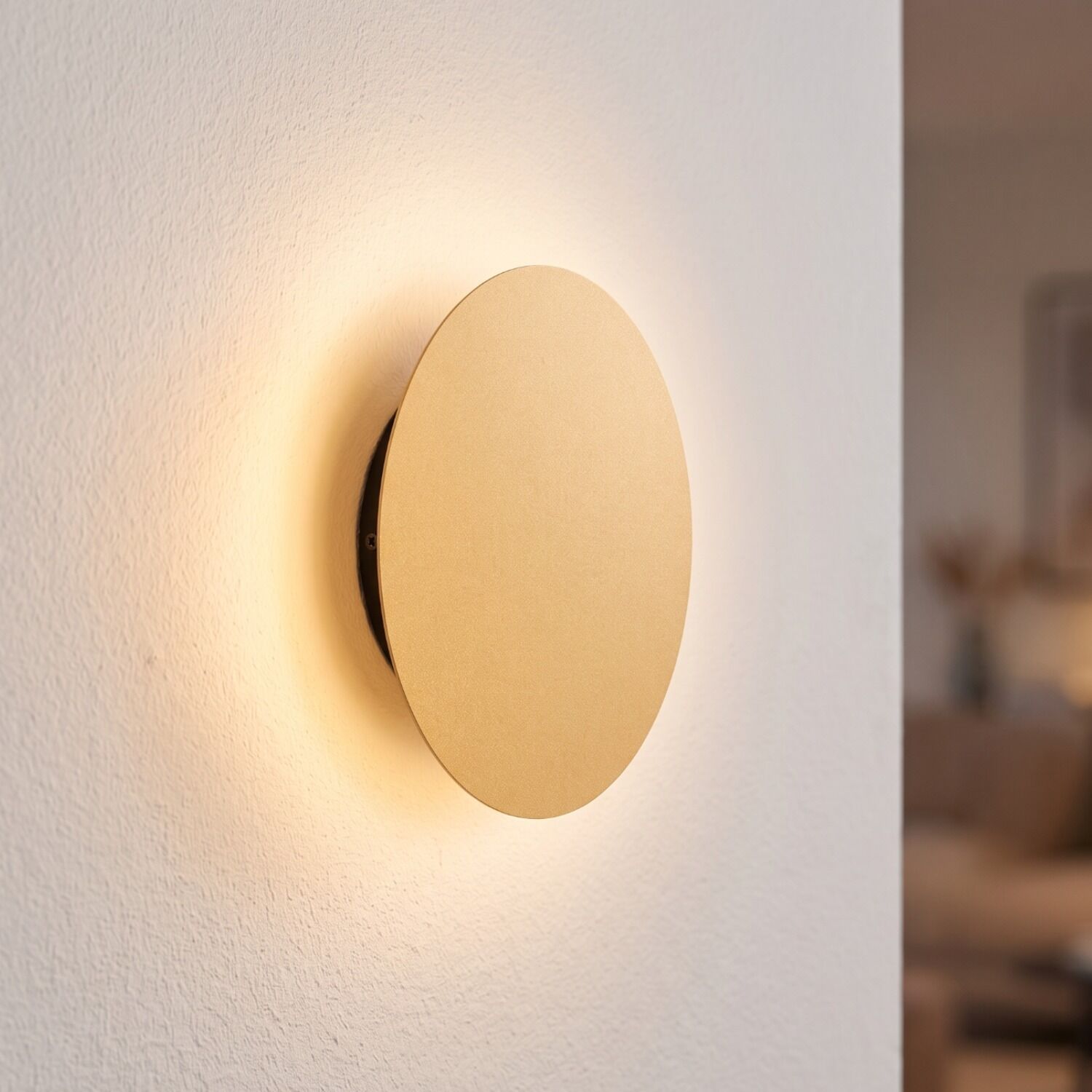 Wandlampe, Wandleuchte, Rund, Beige, Wandbefestigung