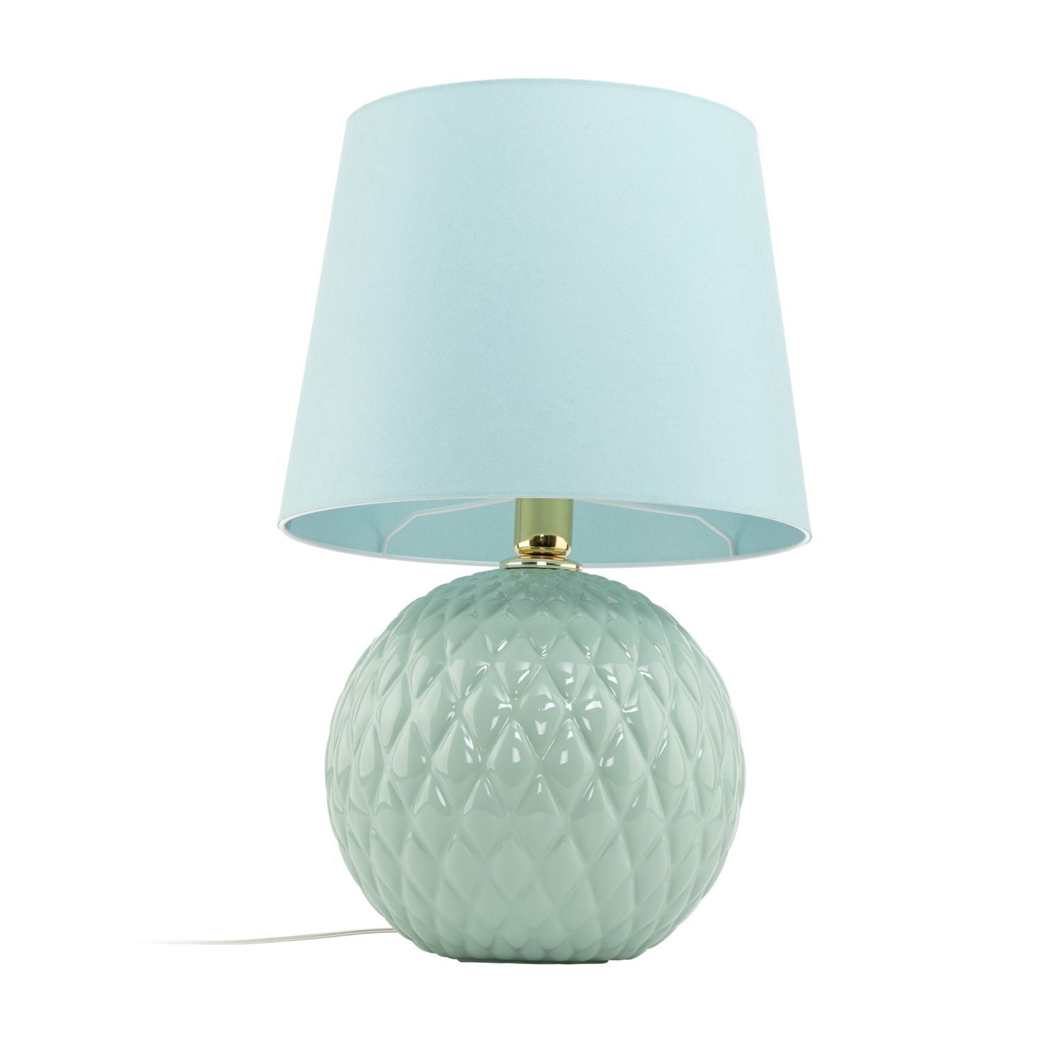 Lampe de table verre tissu 60 cm de haut menthe verte E27 DOLORES