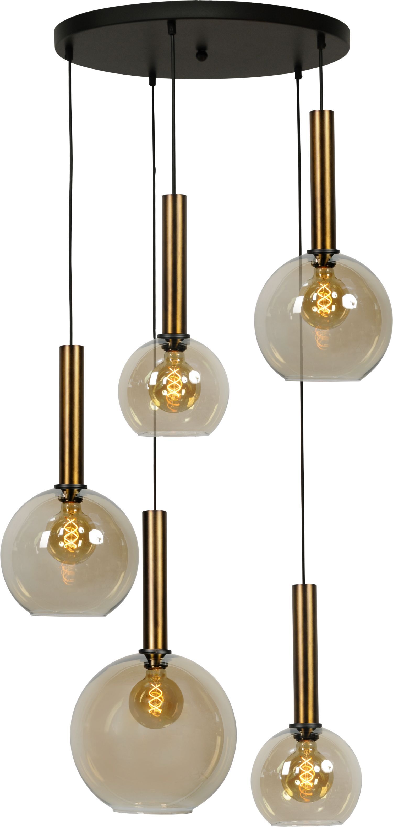 Suspension noir laiton antique 5 flammes ELRIC