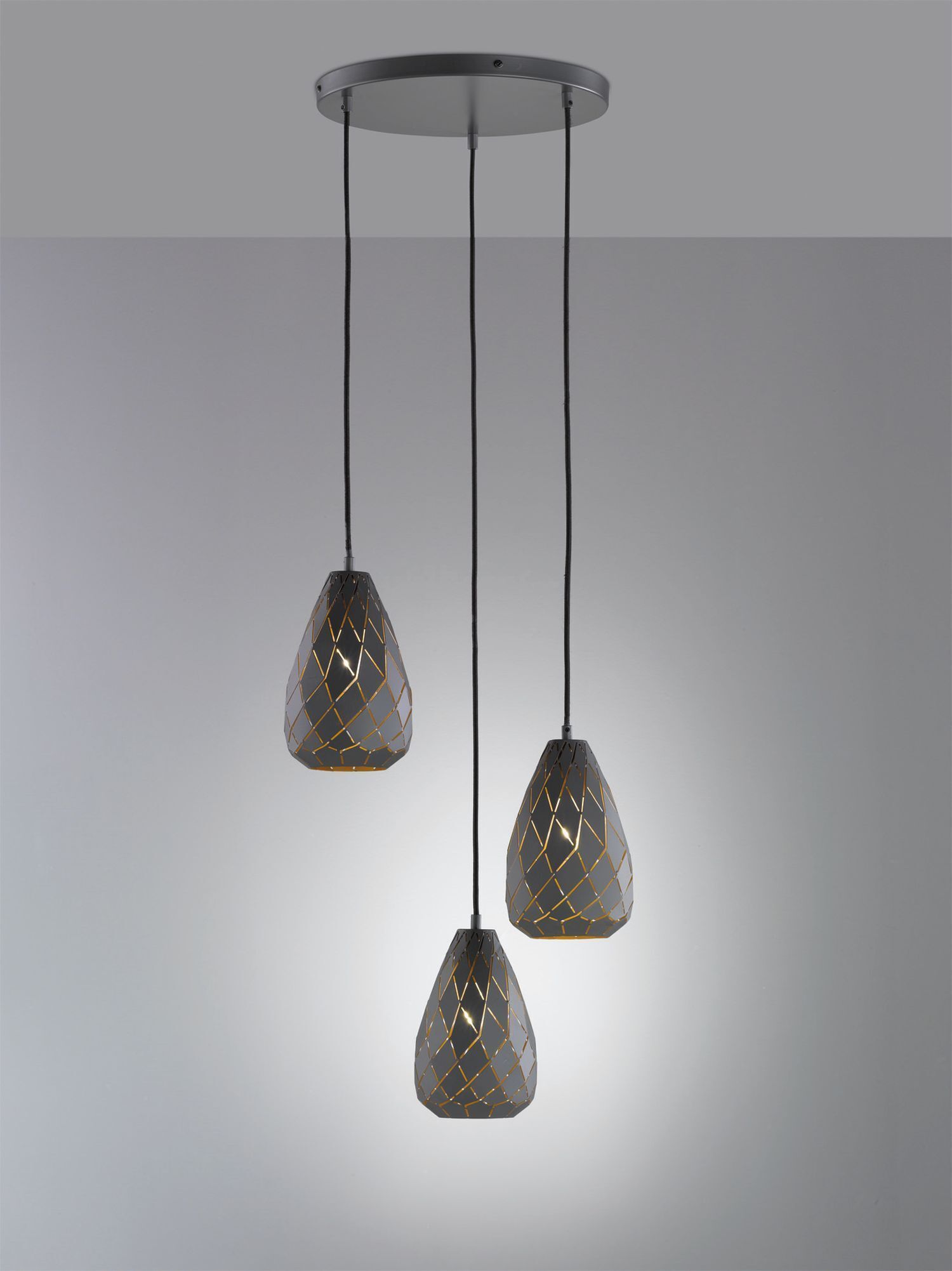 Lampe à suspendre géométrique métal anthracite E27 Ø35 cm
