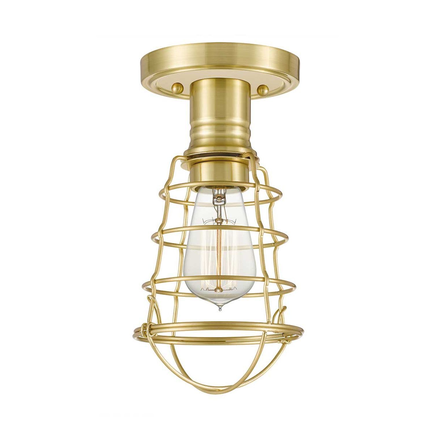 Lampe de plafonnier E27 métal Ø 14,5 cm rond en laiton