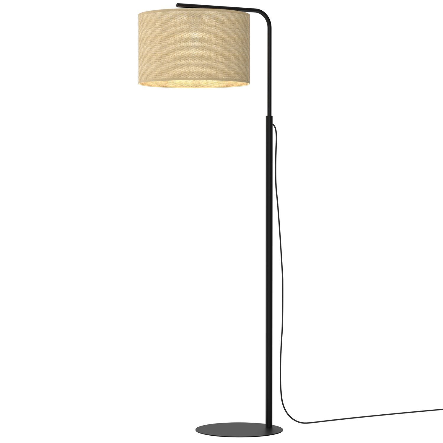 Lampadaire Jute Métal Noir 151 cm E27 naturel