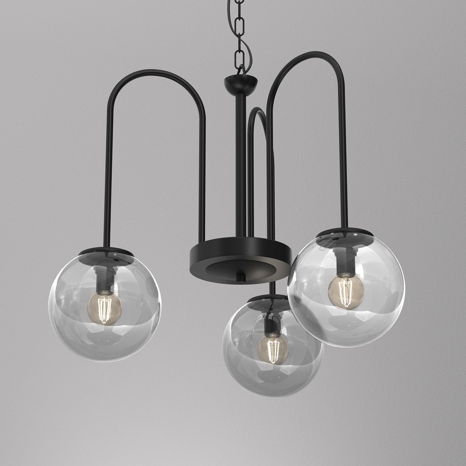 Suspension ronde en laiton noir gris fumé Ø51 cm