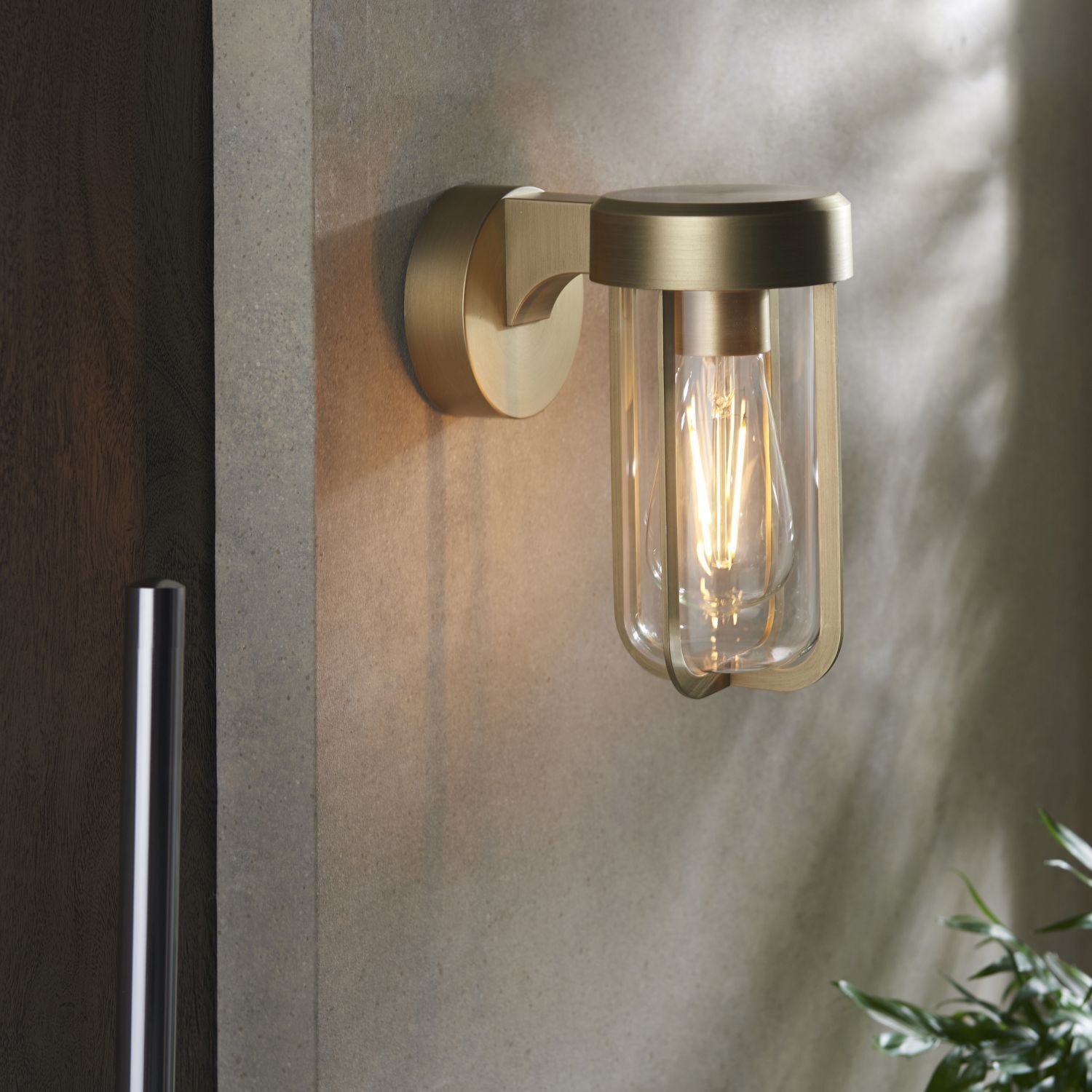 Applique murale extérieure E27 aluminium verre IP44 20,8 cm de haut en or