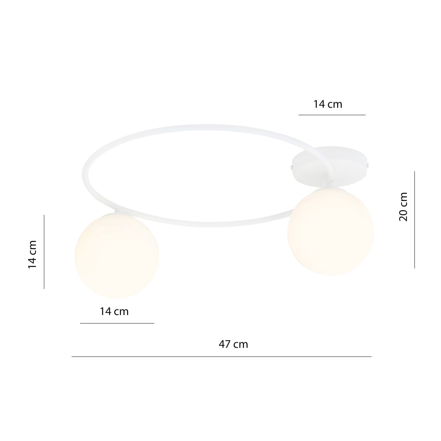 Plafonnier blanc Verre Métal Abat-jour sphérique Ø 47 cm