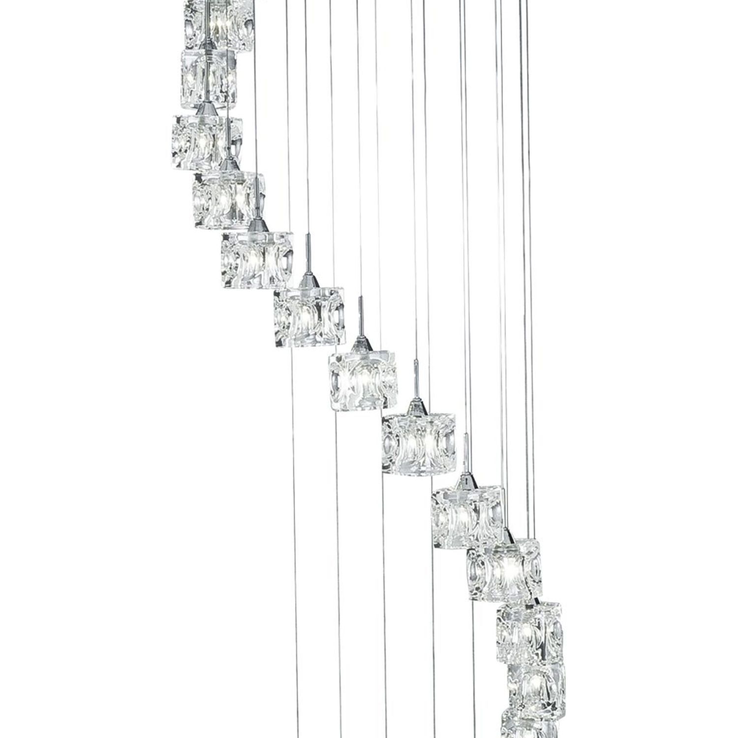 Suspension LED verre métal L:45 cm 3 W 20 flammes