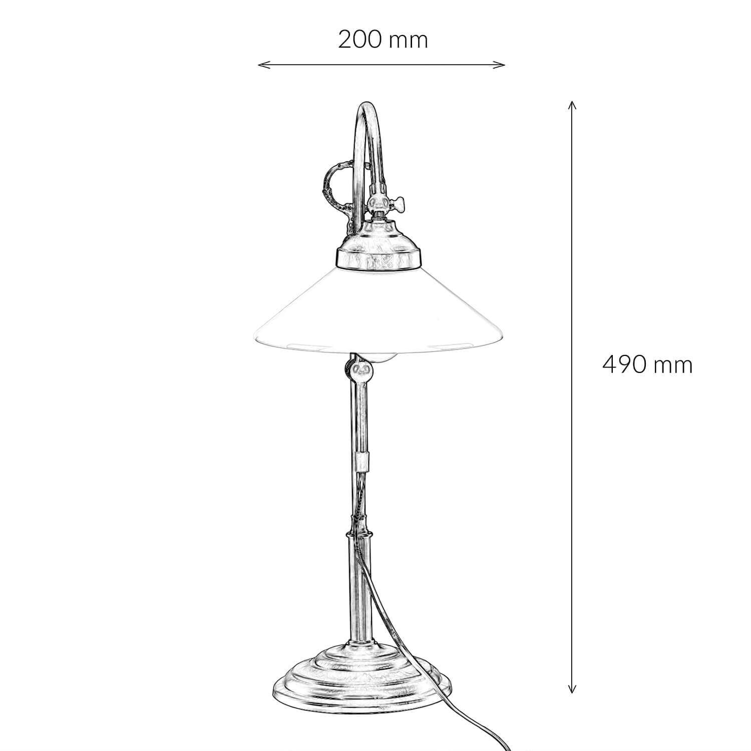 Lampe de bureau laiton verre 49 cm E27 brun blanc