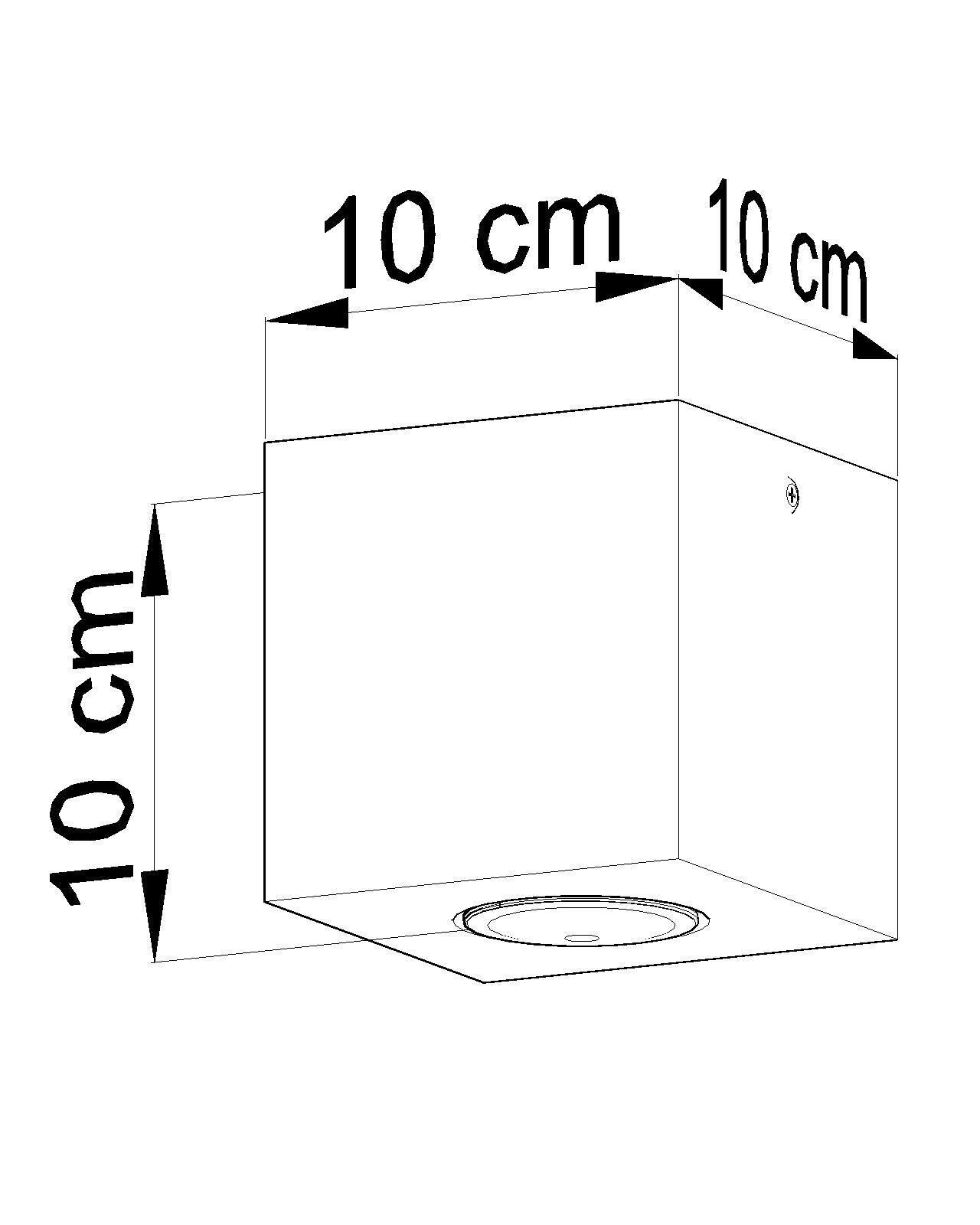 Plafonnier carré en bois L:10cm petit GU10 couloir