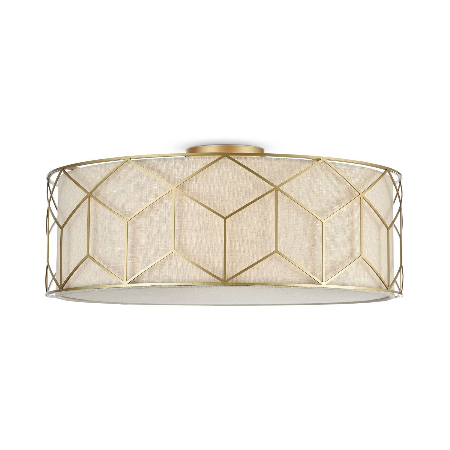 Plafonnier Métal Tissu E27 D : 57 cm rond Moderne Deckenleuchte, Leuchte, Lampe