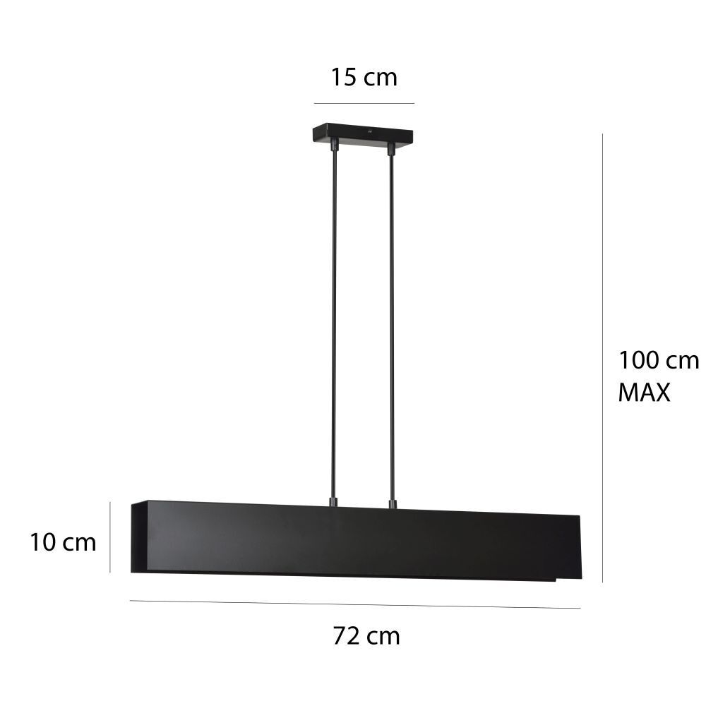 Suspension avec abat-jour réglable noir métal 3x