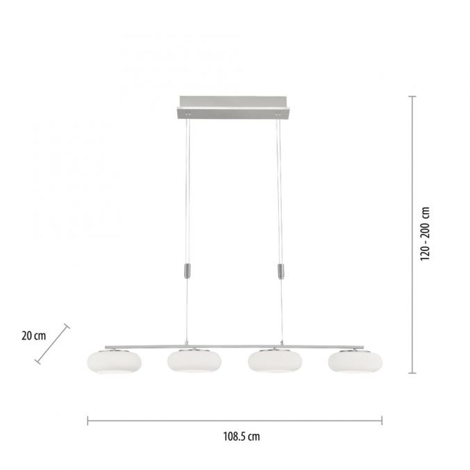 Lampe LED à suspendre verre en acier 108 cm 38 W Télécommande Leuchter, Lampe