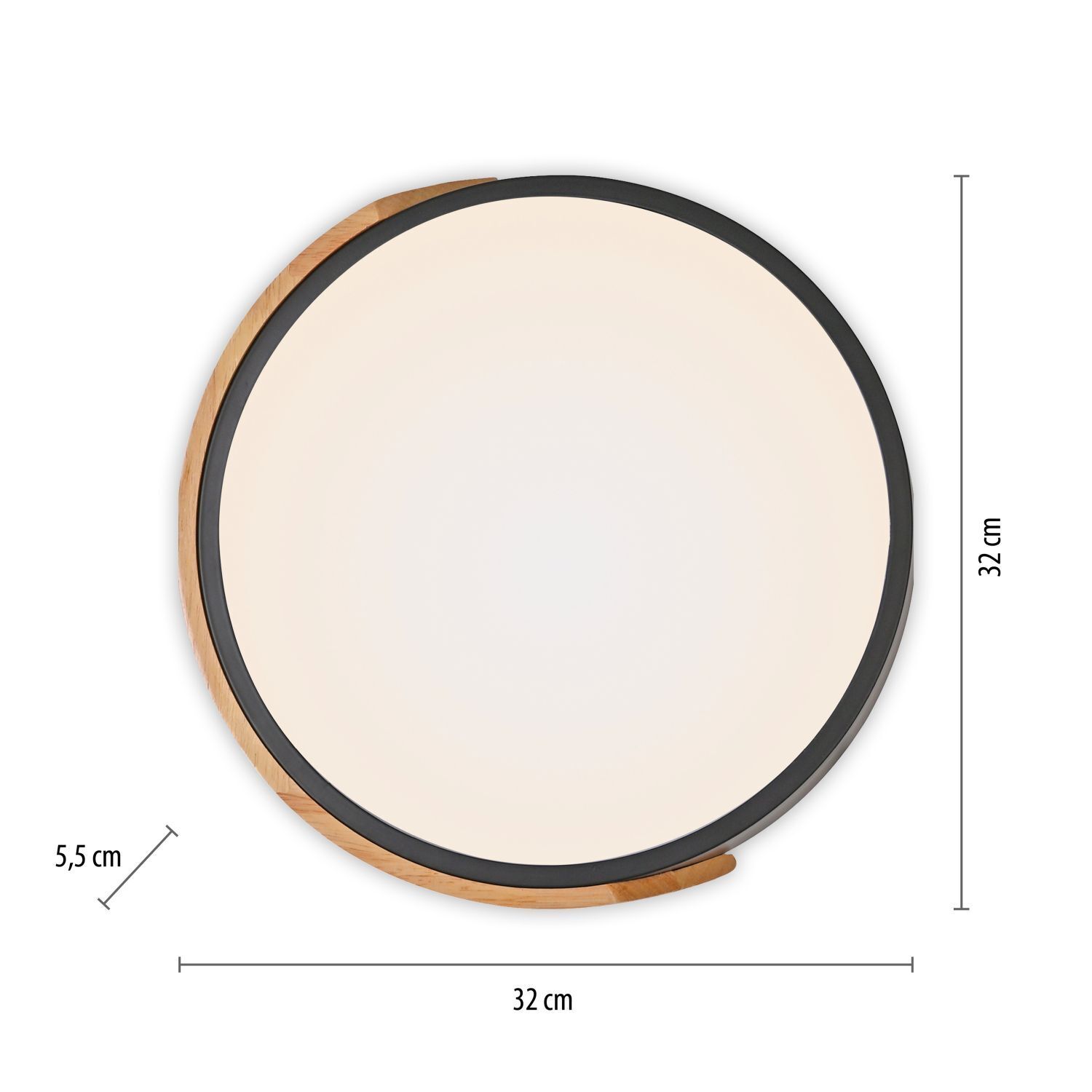 Lampe de plafonnier ronde LED bois Ø32 cm noir naturel 2520 lm