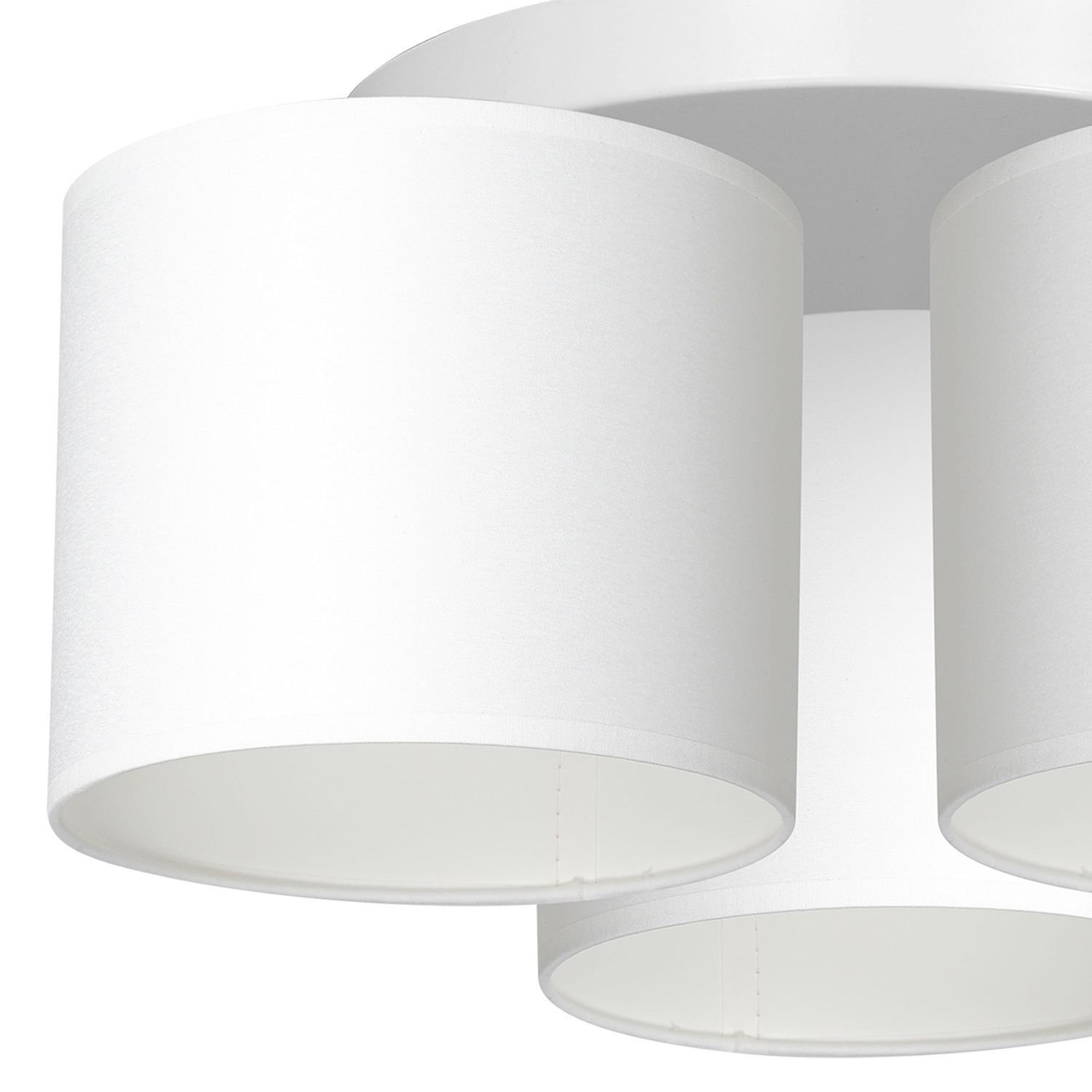 Plafonnier Blanc Tissu Métal E27 rond Ø45 cm faible éblouissement