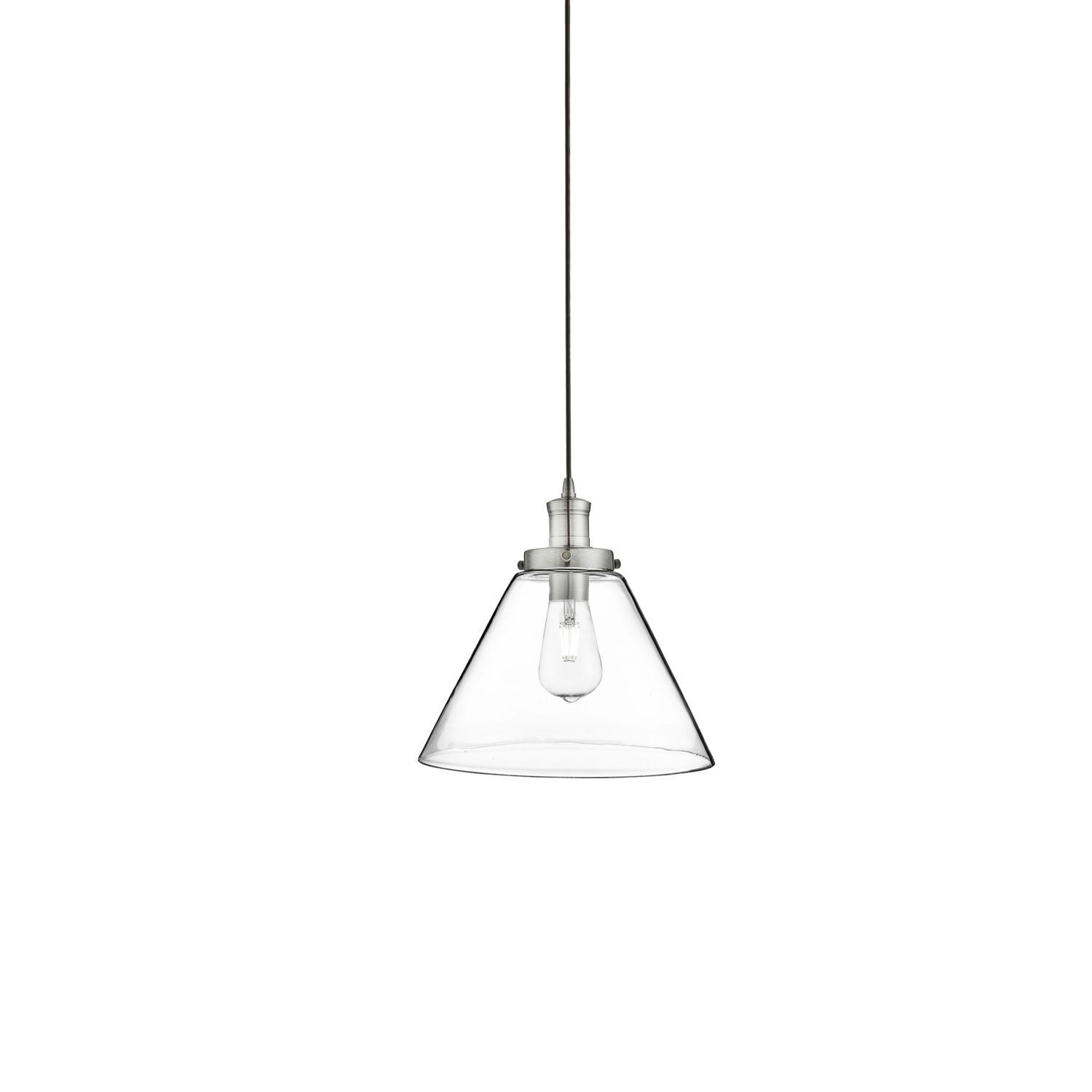 Suspension verre vintage Ø 29 cm en argent clair