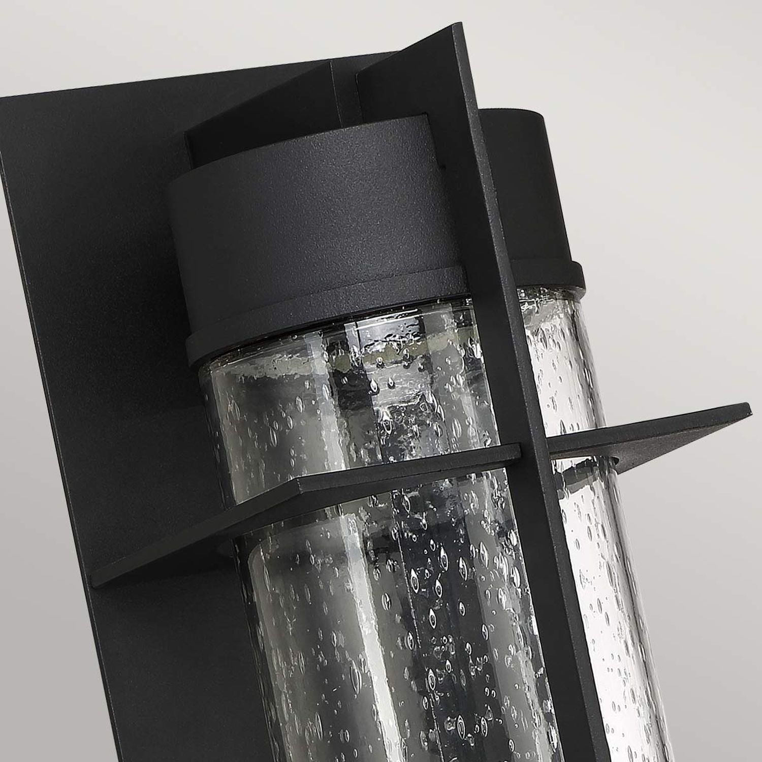 außenleuchte, wandlampe, glasbehälter, schwarz, klarer glasbehälter