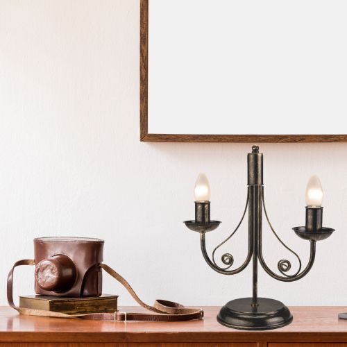 Lampe de table Métal Noir Rustique H:36cm Antique
