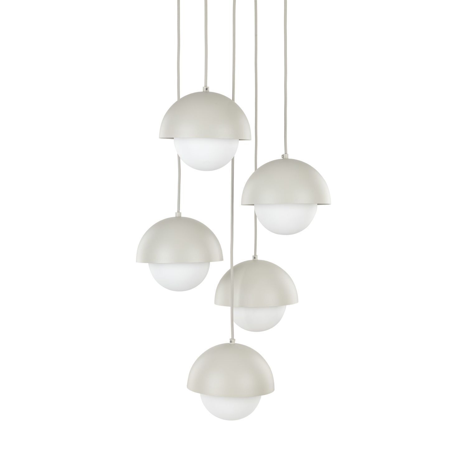 Lampe à suspendre métal verre G9 H : max. 1,4 m Beige Blanc 5 flammes