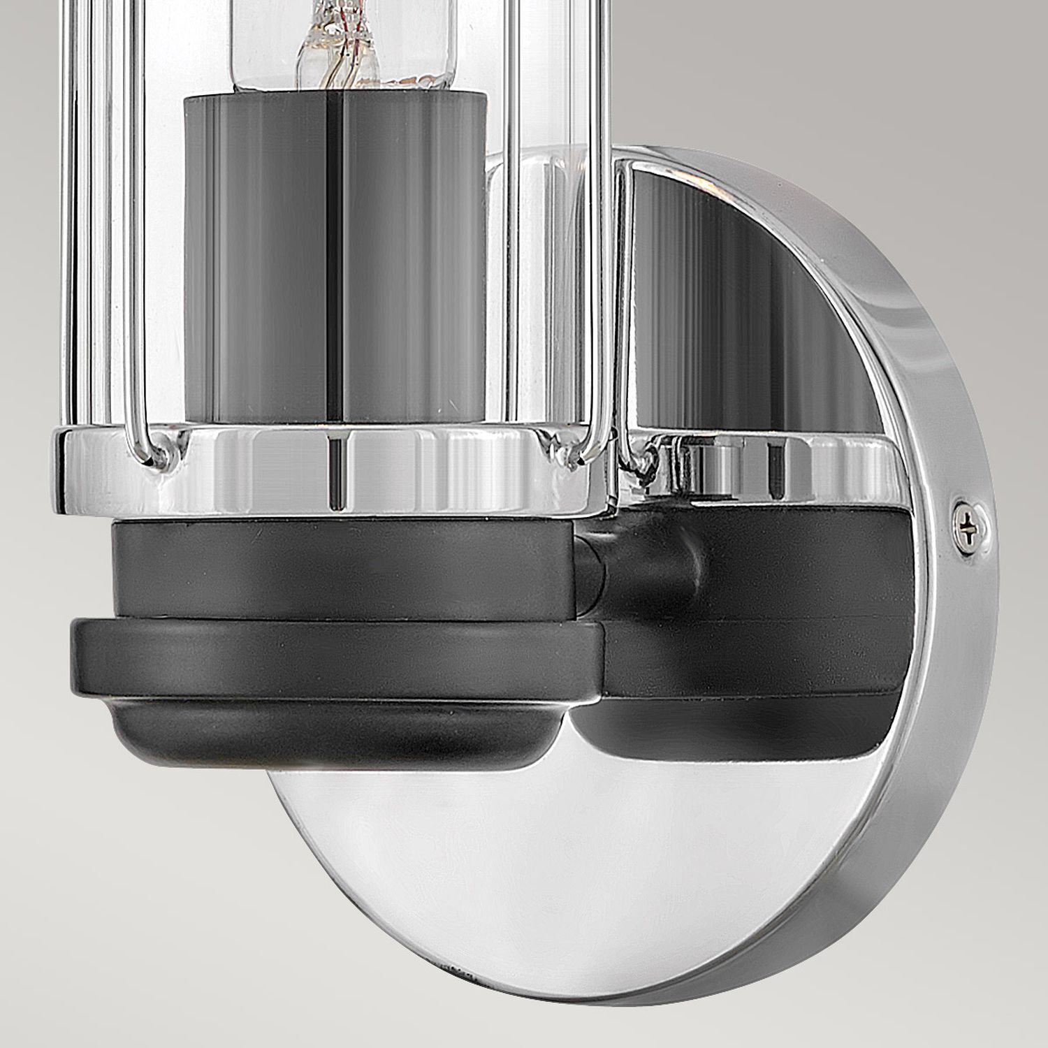 Lampe de salle de bain murale IP44 en chrome noir verre métal E27