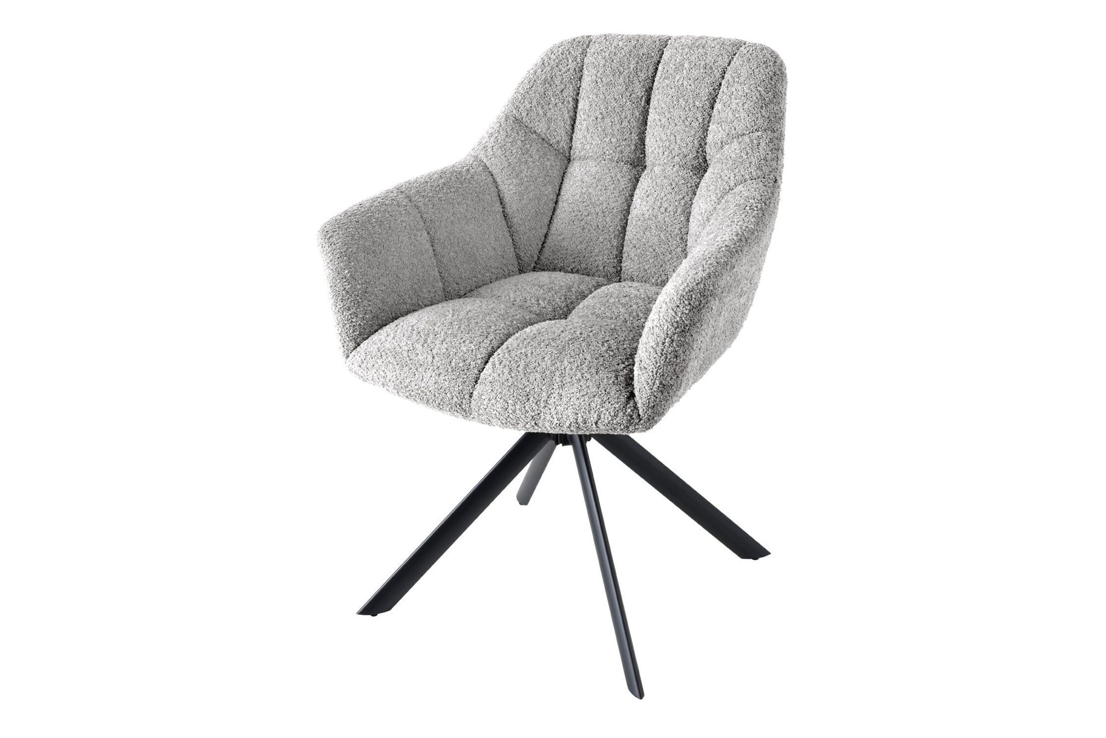 Chaise de bureau sans roulettes Gris Noir Bouclé Métal Rétro