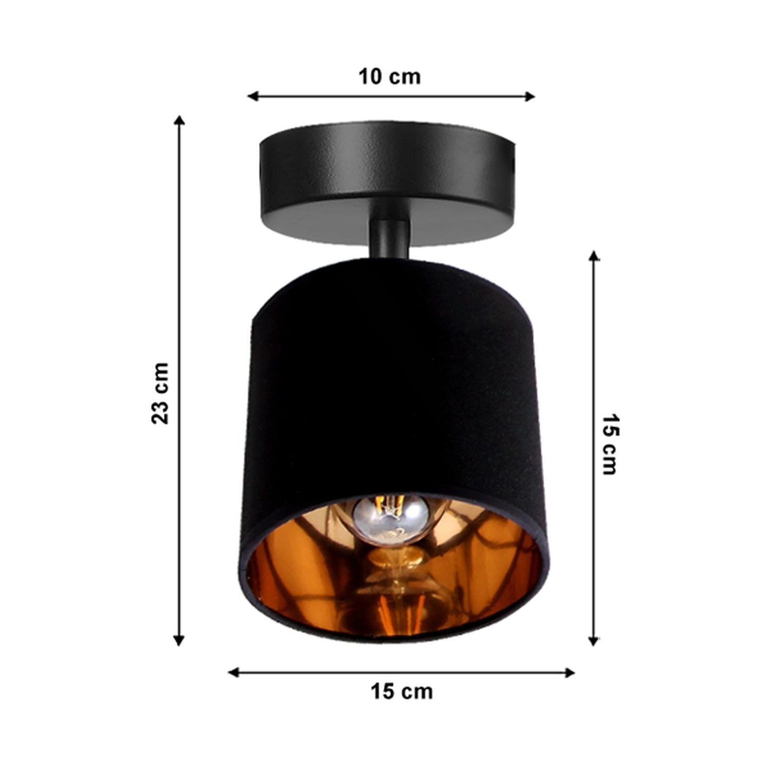 Spot de plafond flexible tissu métal E27 rond Ø15 cm