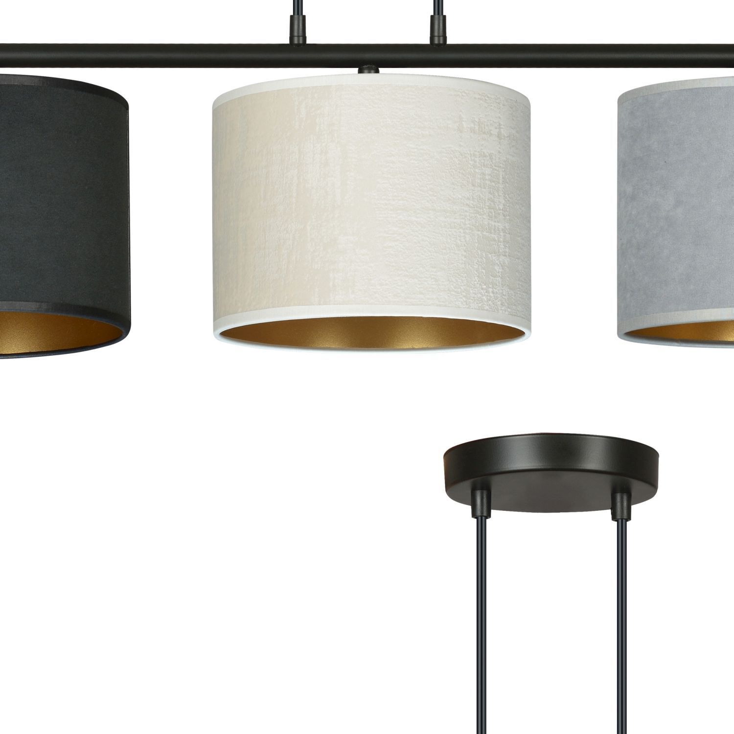 Lampe à suspendre tissu métal L : 72 cm 3x E27 Moderne CYRIL
