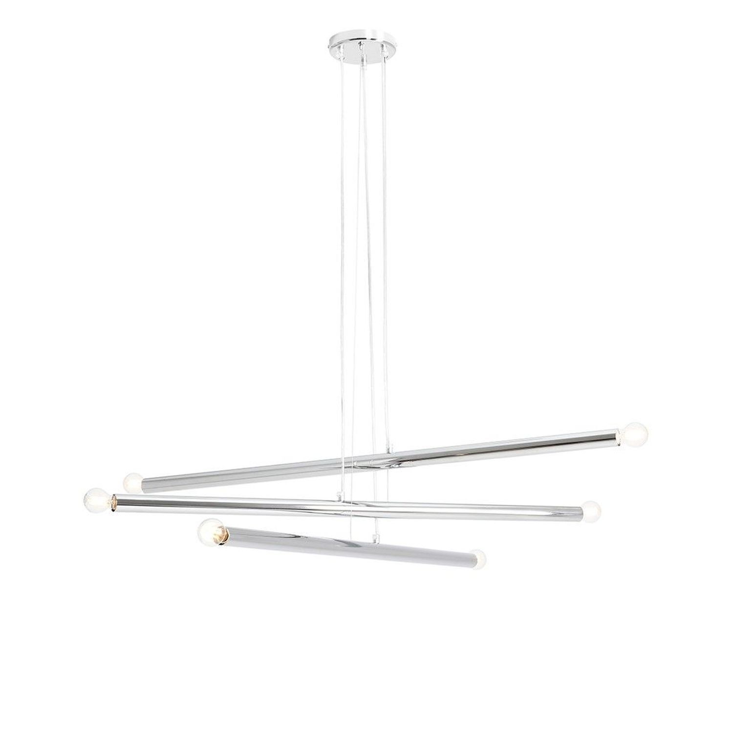 Suspension Rétro en métal chromé 6-flmg E14 élégante