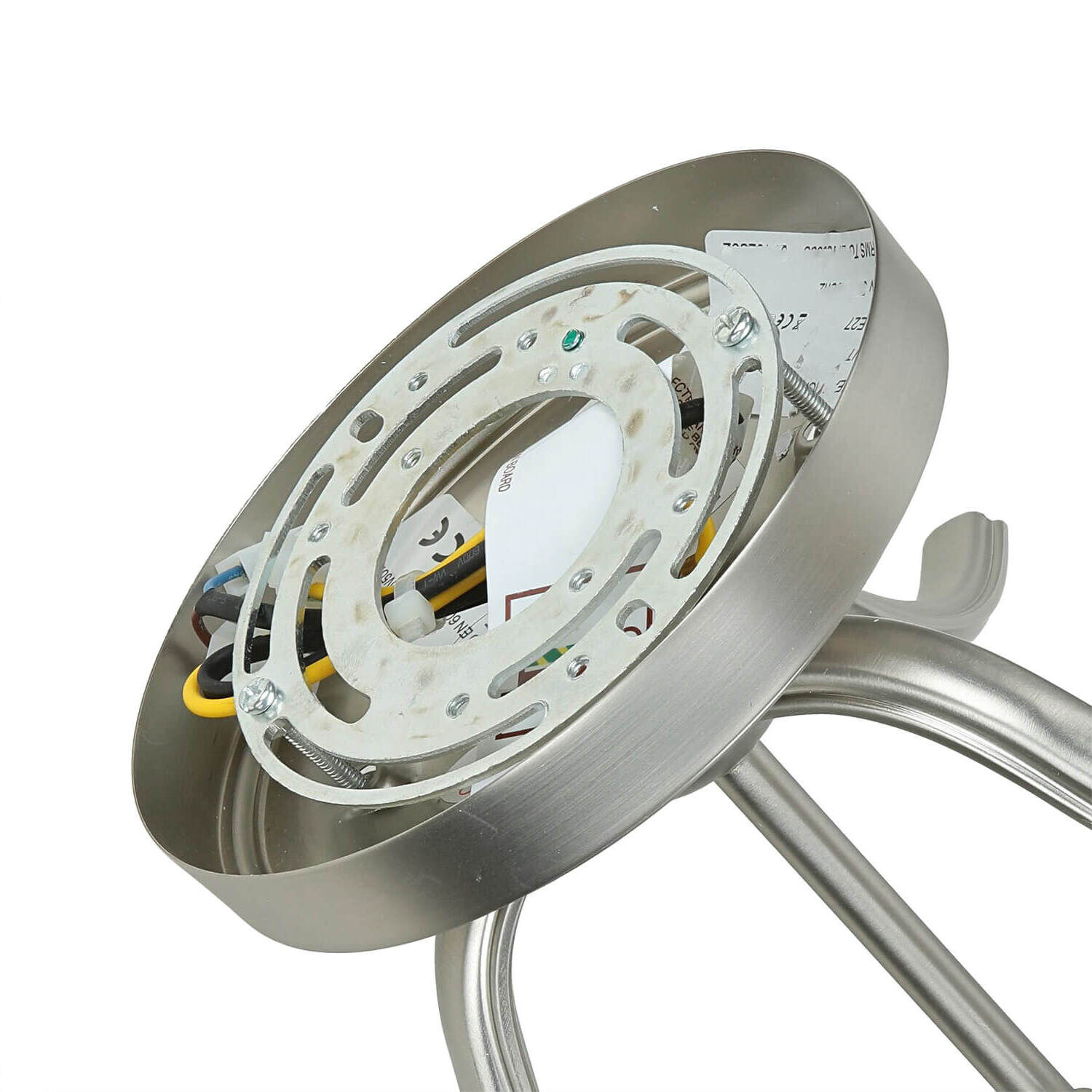 Plafonnier E27 Blanc Nickel Ø37cm Verre Métal Rotor, Spirale, Beleuchtung, Rad, Aluminium