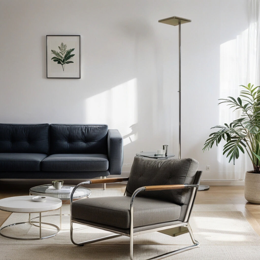 Lampadaire Bauhaus LED 2700K en laiton Lampe, Pflanze, Mobiliar, Stuhl, Couch