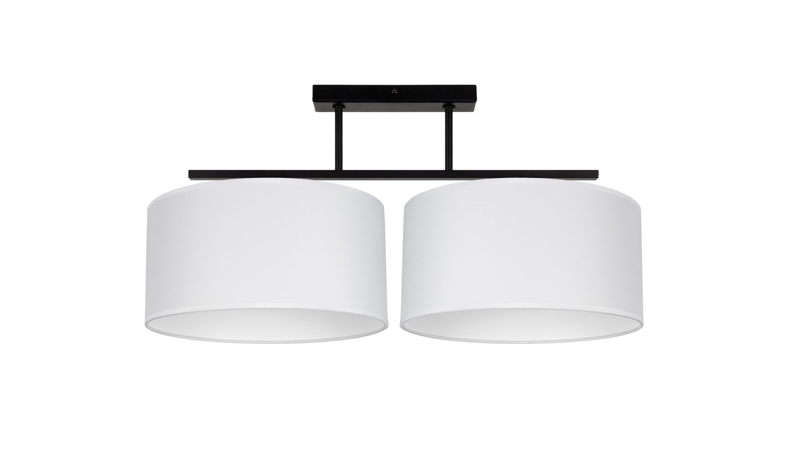 Deckenlampe Stoff blendarm Schwarz Weiß E27 L:70 cm Deckenlampe, 2-Lampenschirm, schwarz, weiß, Metall