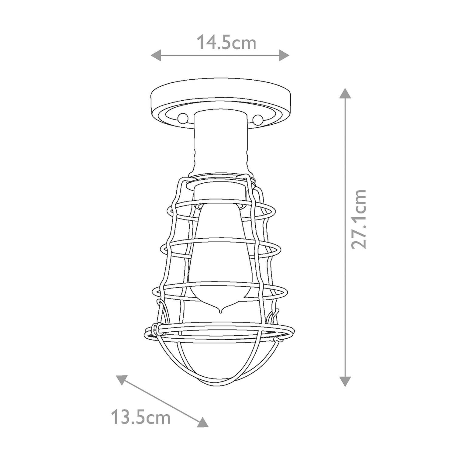 Deckenlampe E27 Metall Ø 14,5 cm rund in Messing Wandlampe, Klemmstrahler, Metallrahmen, Gitterkorb, Industriestil