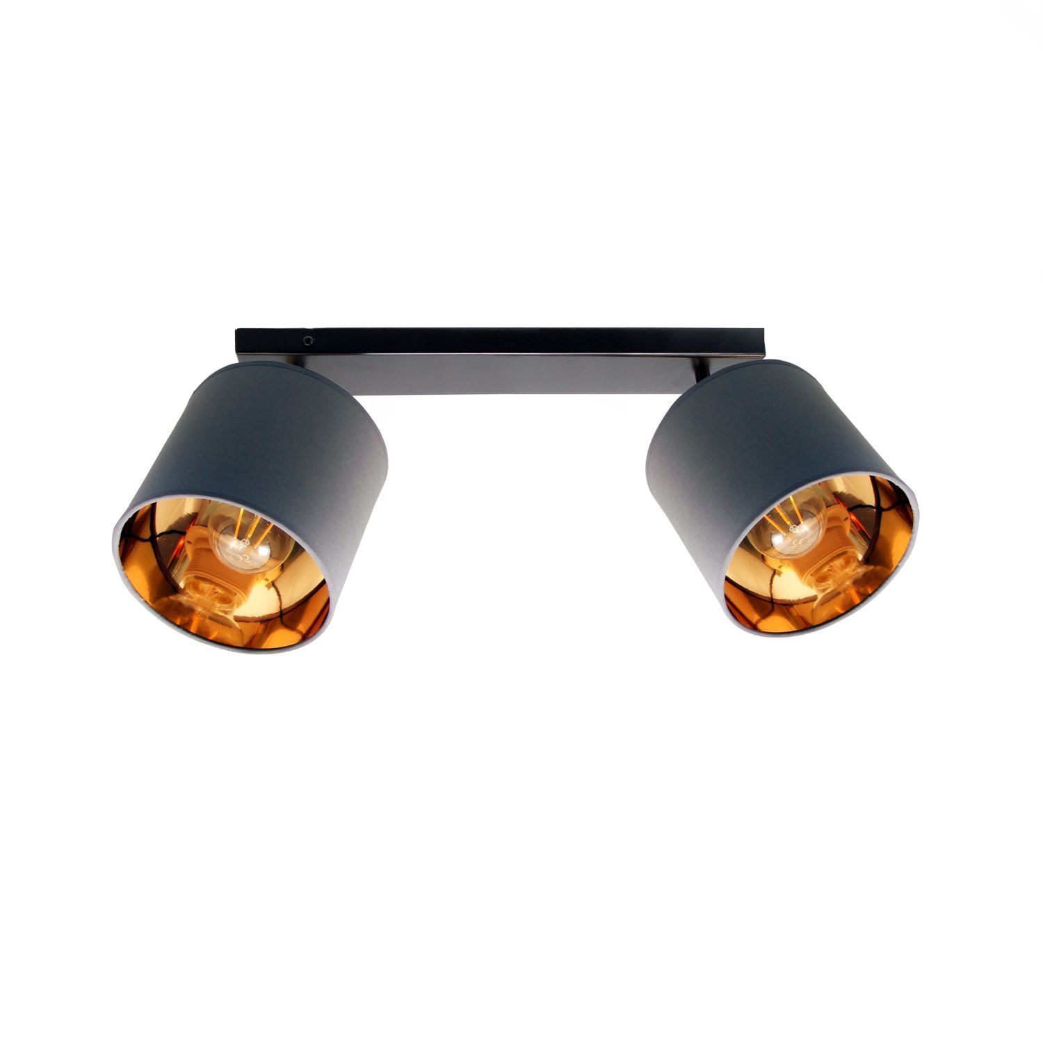Spot de plafond mobile tissu E27 70 cm en gris or