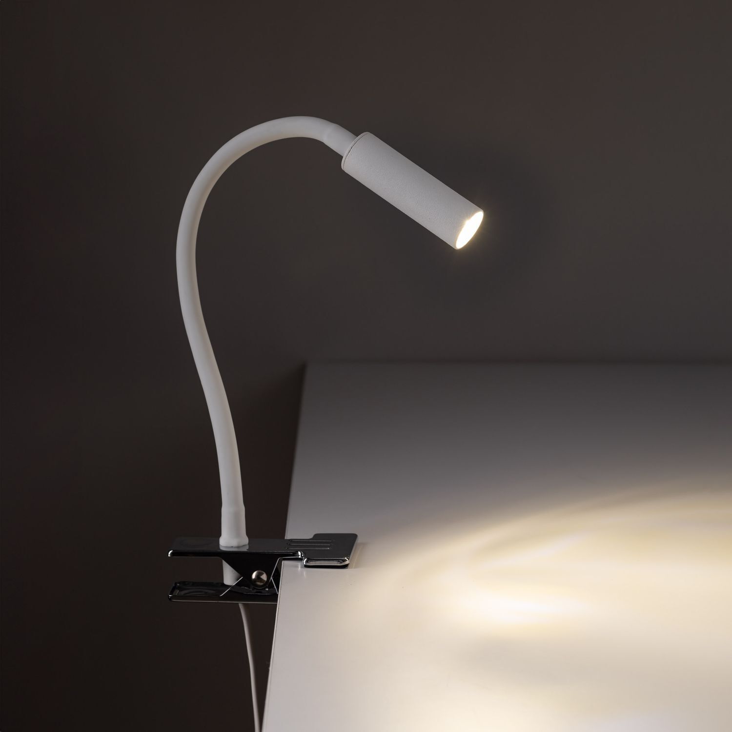 Klemmleuchte Schreibtisch Flexarm 40 cm G9 Weiß Chrom Lampe