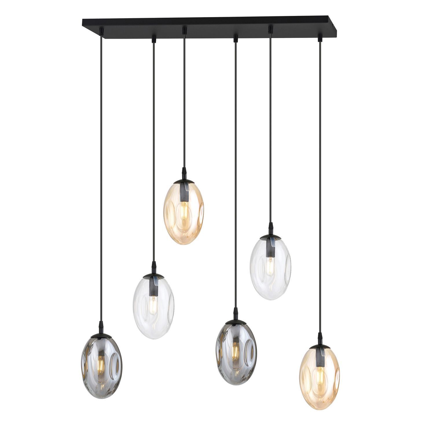 Lampe à suspendre 6 flammes verre fumé 70 cm de large CARLU