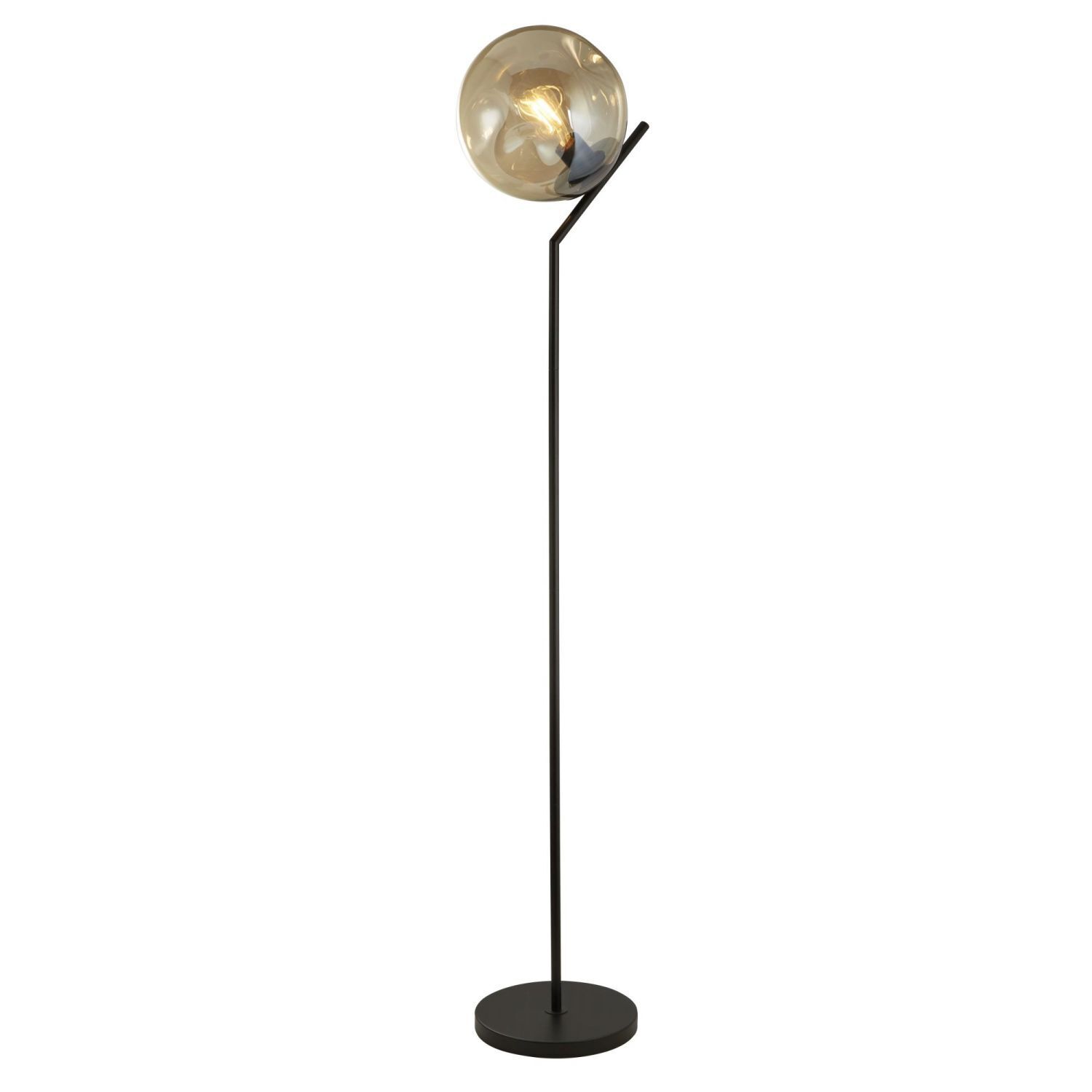 Lampadaire Noir Champagne E27 150 cm Verre Métal