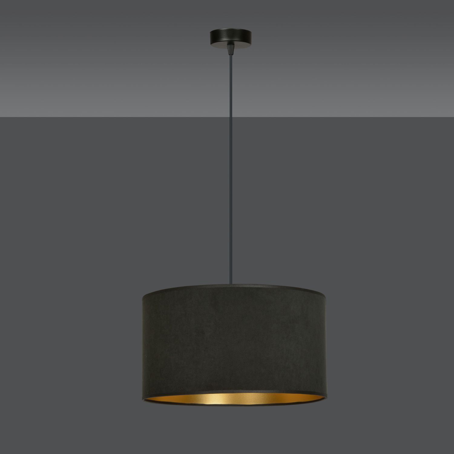Suspension noir or Ø 35 cm rond tissu E27 CYRIL