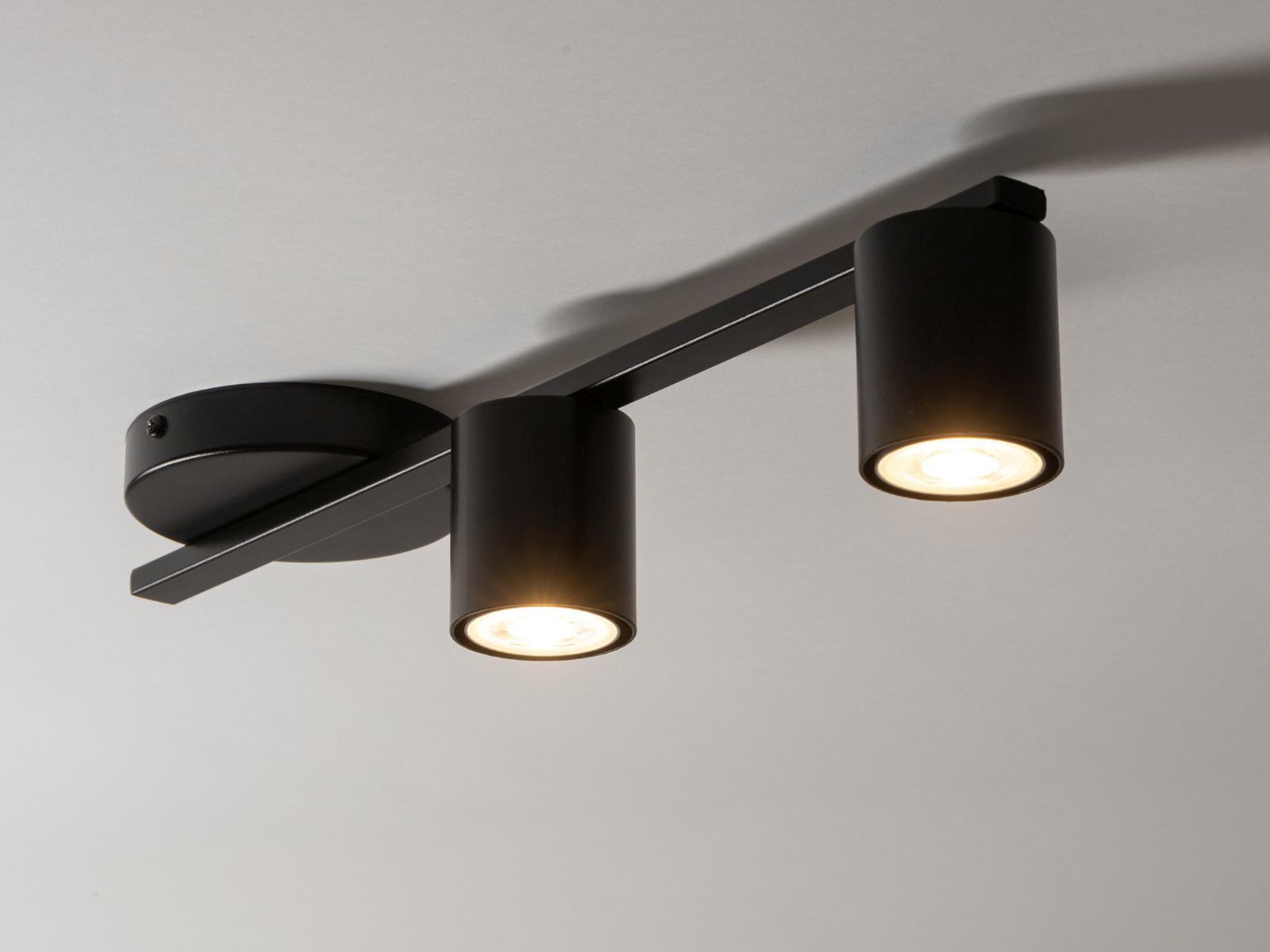 Plafonnier GU10 noir métal 46 cm long 2 flammes