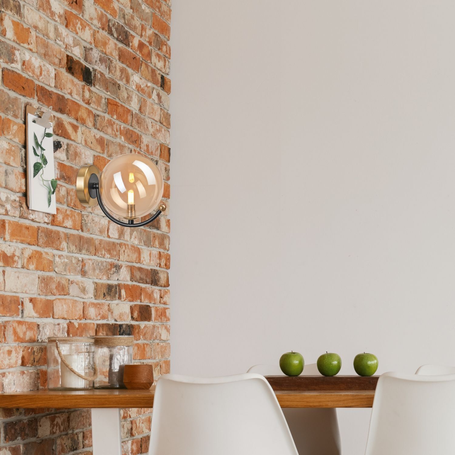 Applique élégante métal verre G9 H:14,5 cm Abat-jour sphérique Innenarchitektur, Wand, Esszimmer, Esstisch, Tisch