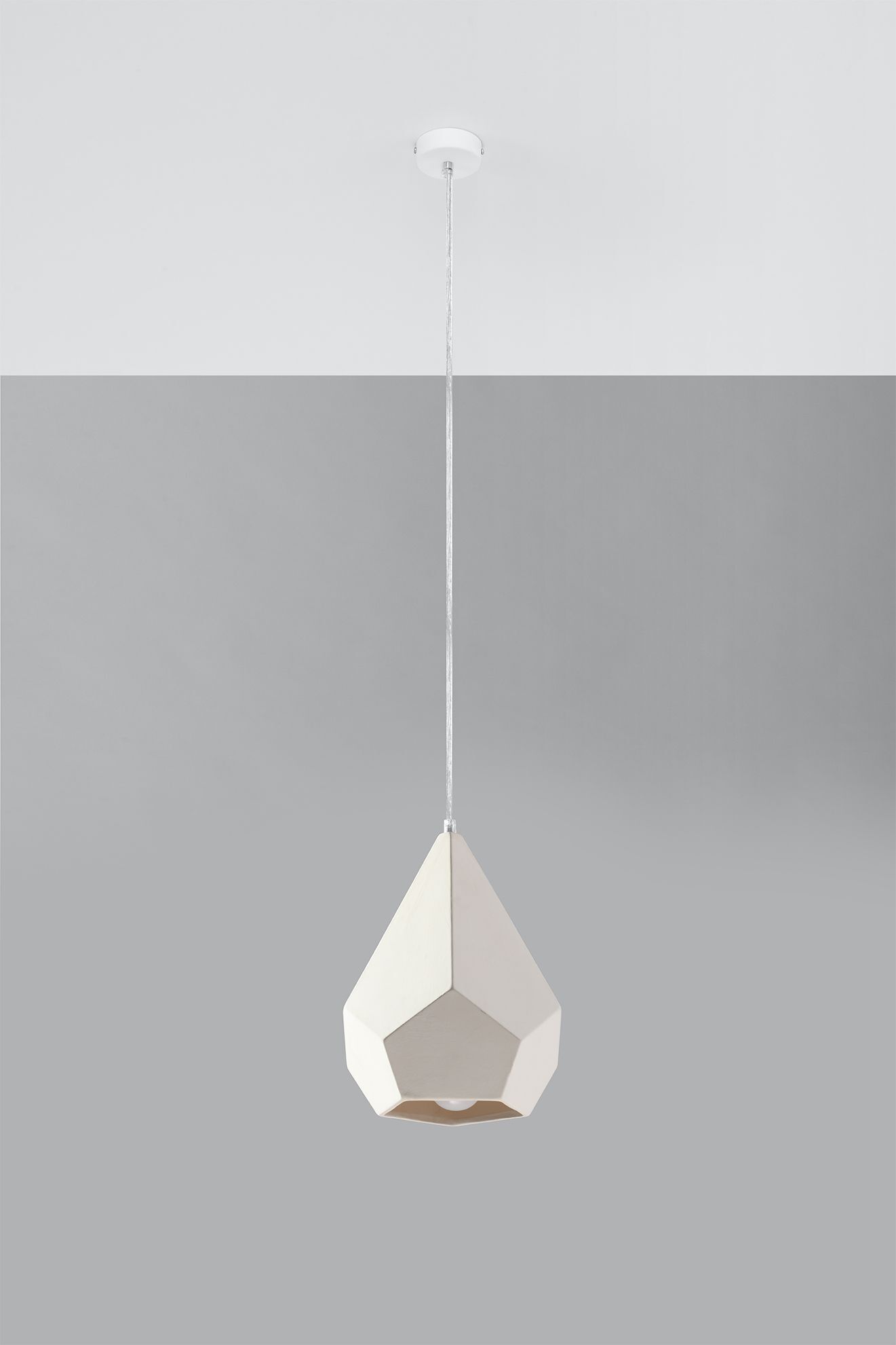 Lampe à suspendre Blanc Céramique à peindre géométrique E27