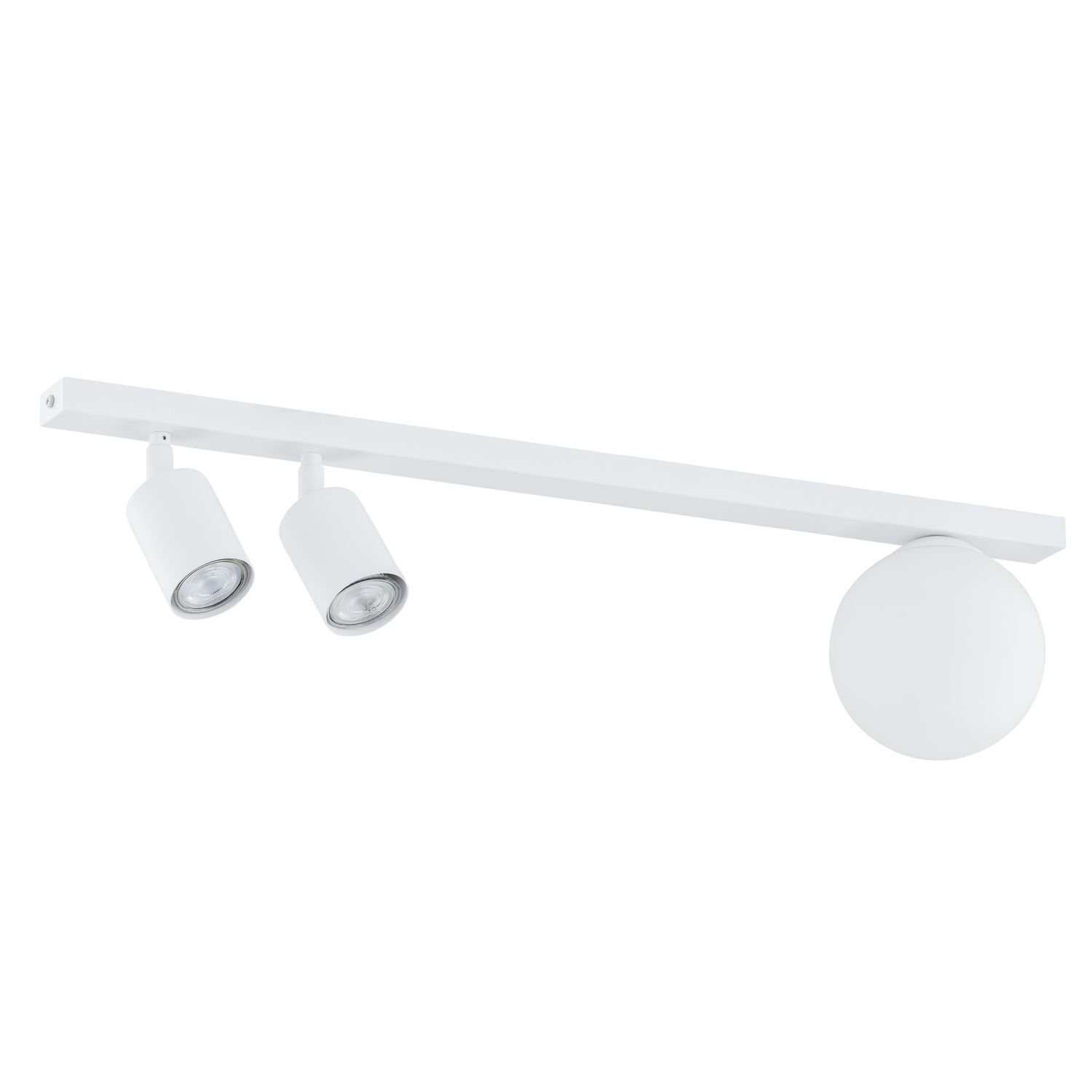 Spot de plafond 60 cm long Blanc GU10 + E14 Métal Verre
