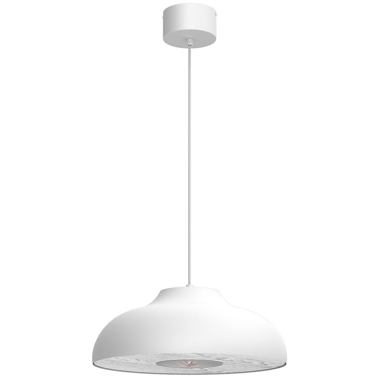 Lampe à suspendre ronde métal blanc naturel Ø39 cm accentué