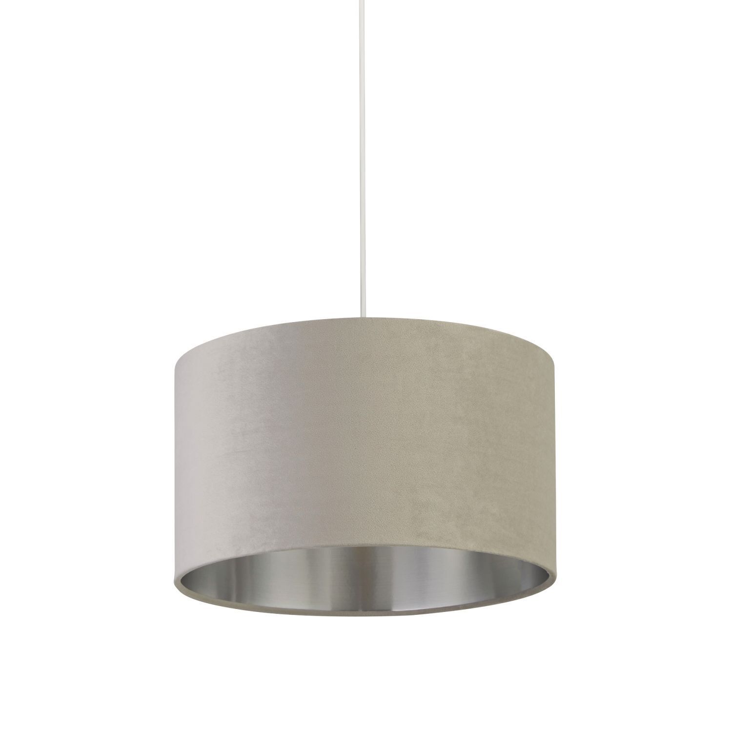 Abat-jour velours gris clair argent D : 38 cm Lampe à suspendre