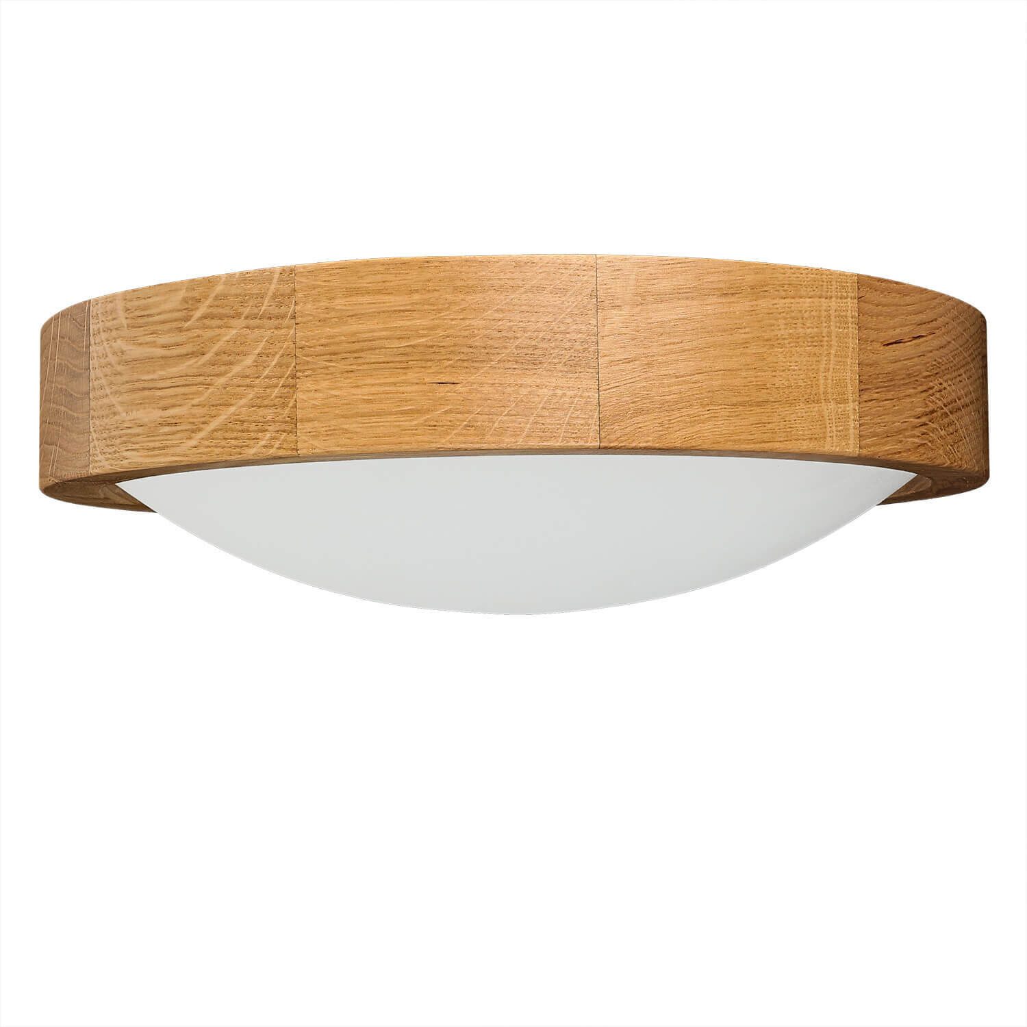 Lampe de plafond ronde bois verre abat-jour Ø27cm salon