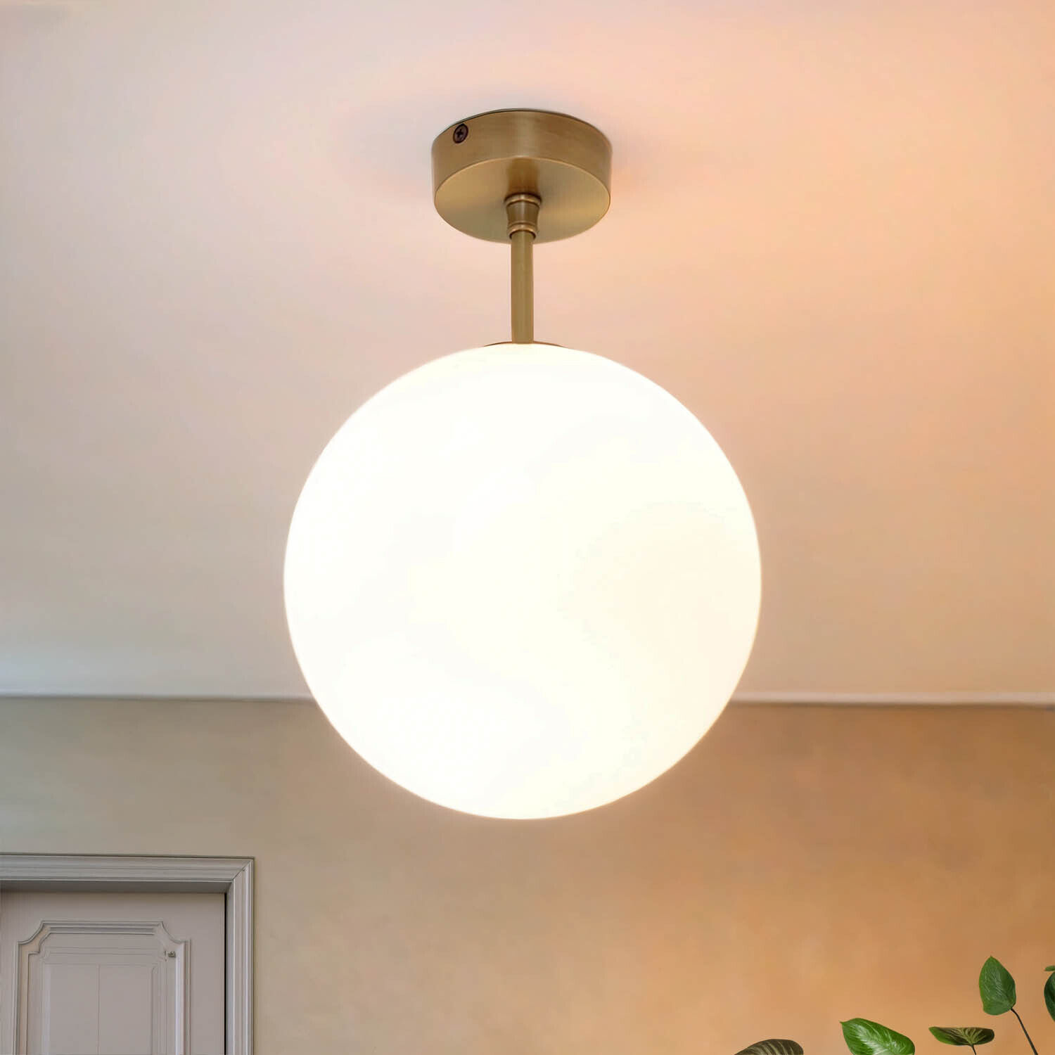 Plafonnier Premium MUSA rond verre laiton véritable Deckenleuchte, Leuchte, Lampe