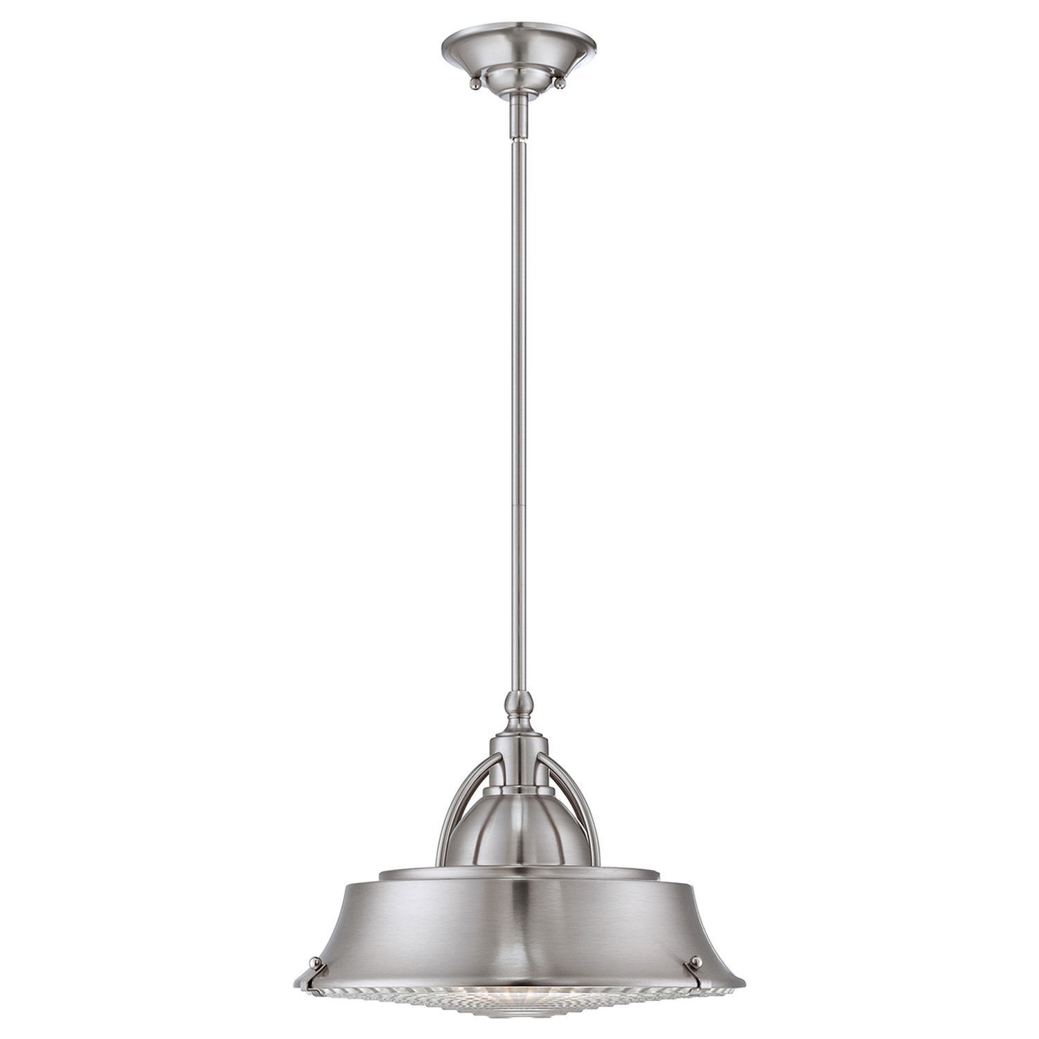 Plafonnier métal verre en nickel design industriel E27