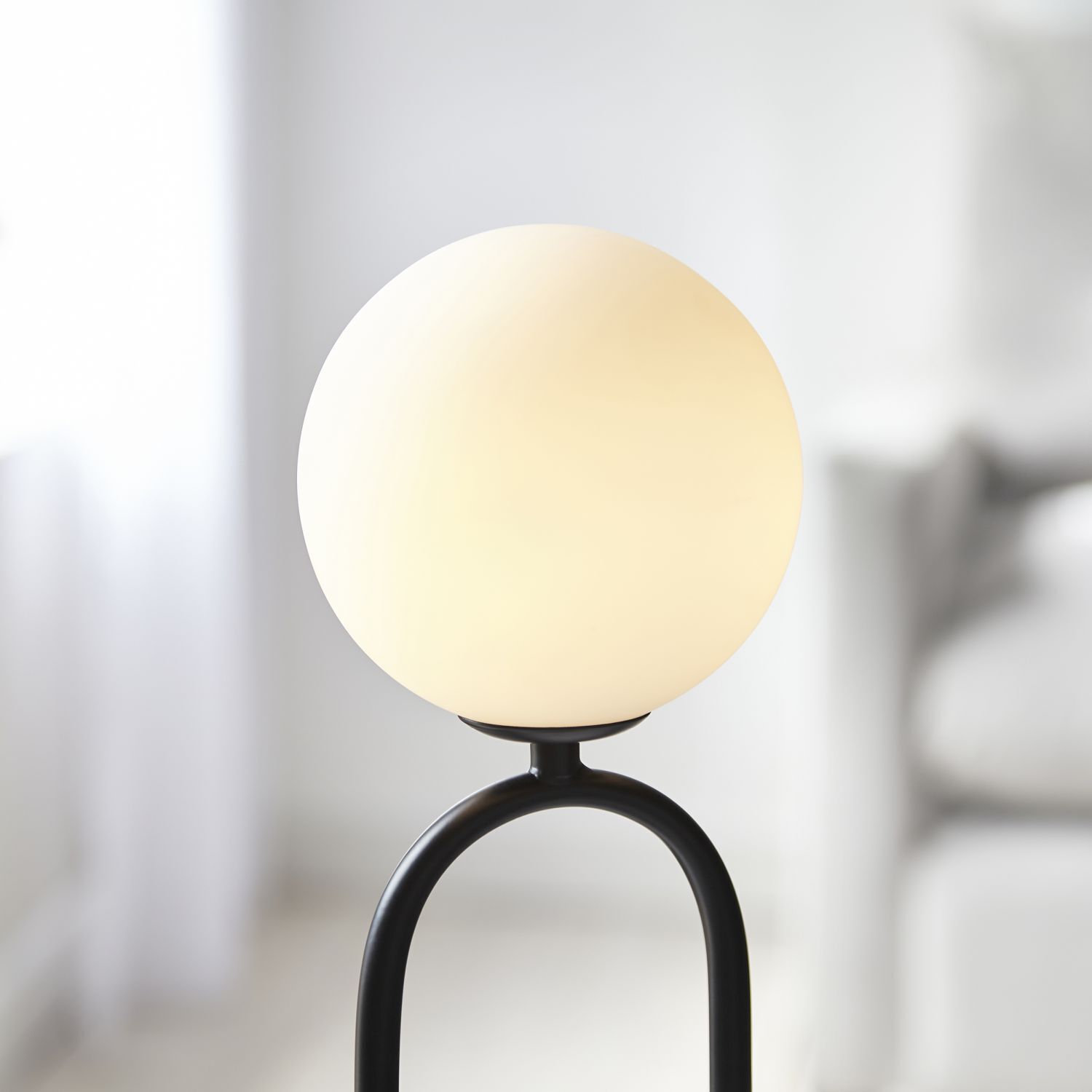 Lampe de table verre métal 43,7 cm noir blanc rétro G9