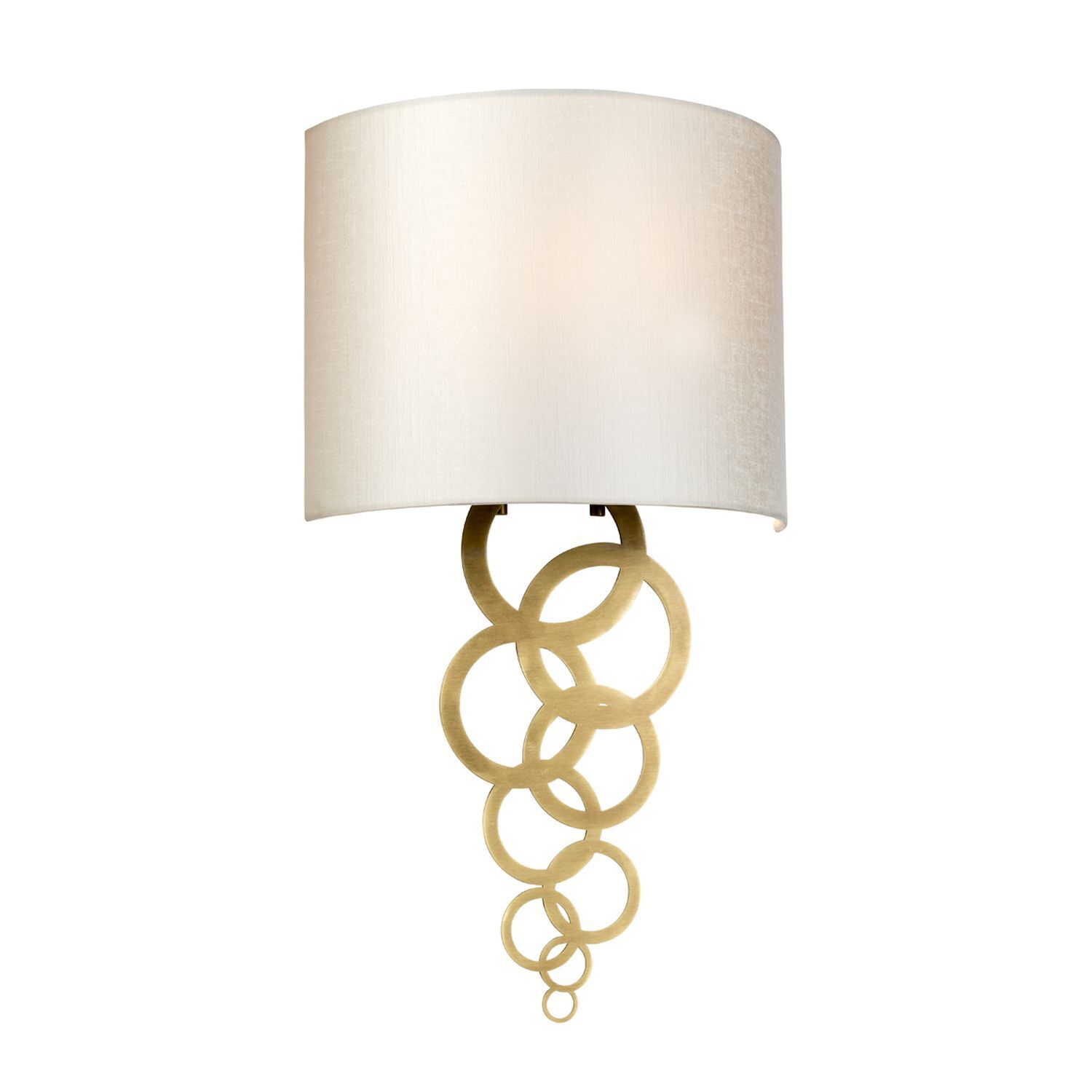 Applique Abat-jour Tissu Crème Laiton Moderne E27