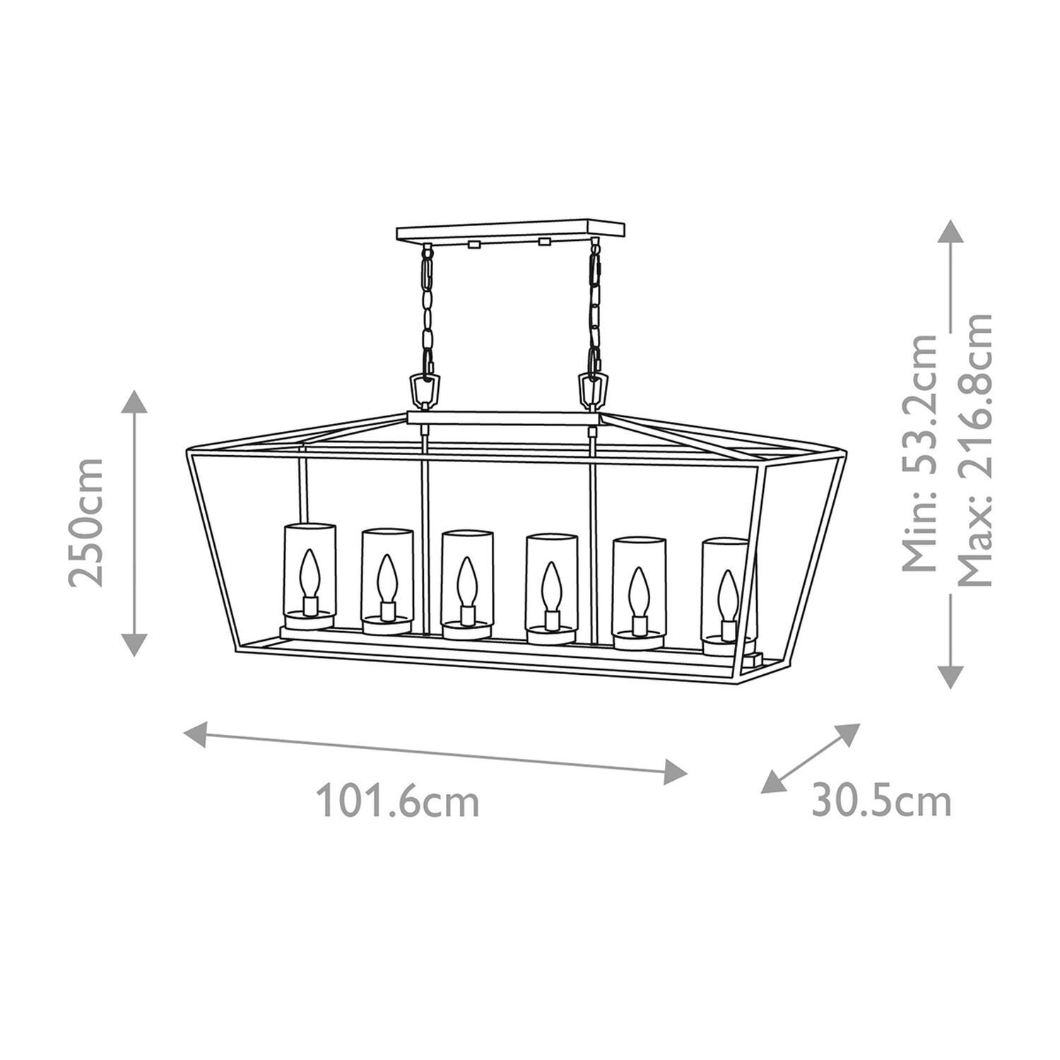 Suspension extérieure 101,6 cm de long E14 IP44 Noir Vintage